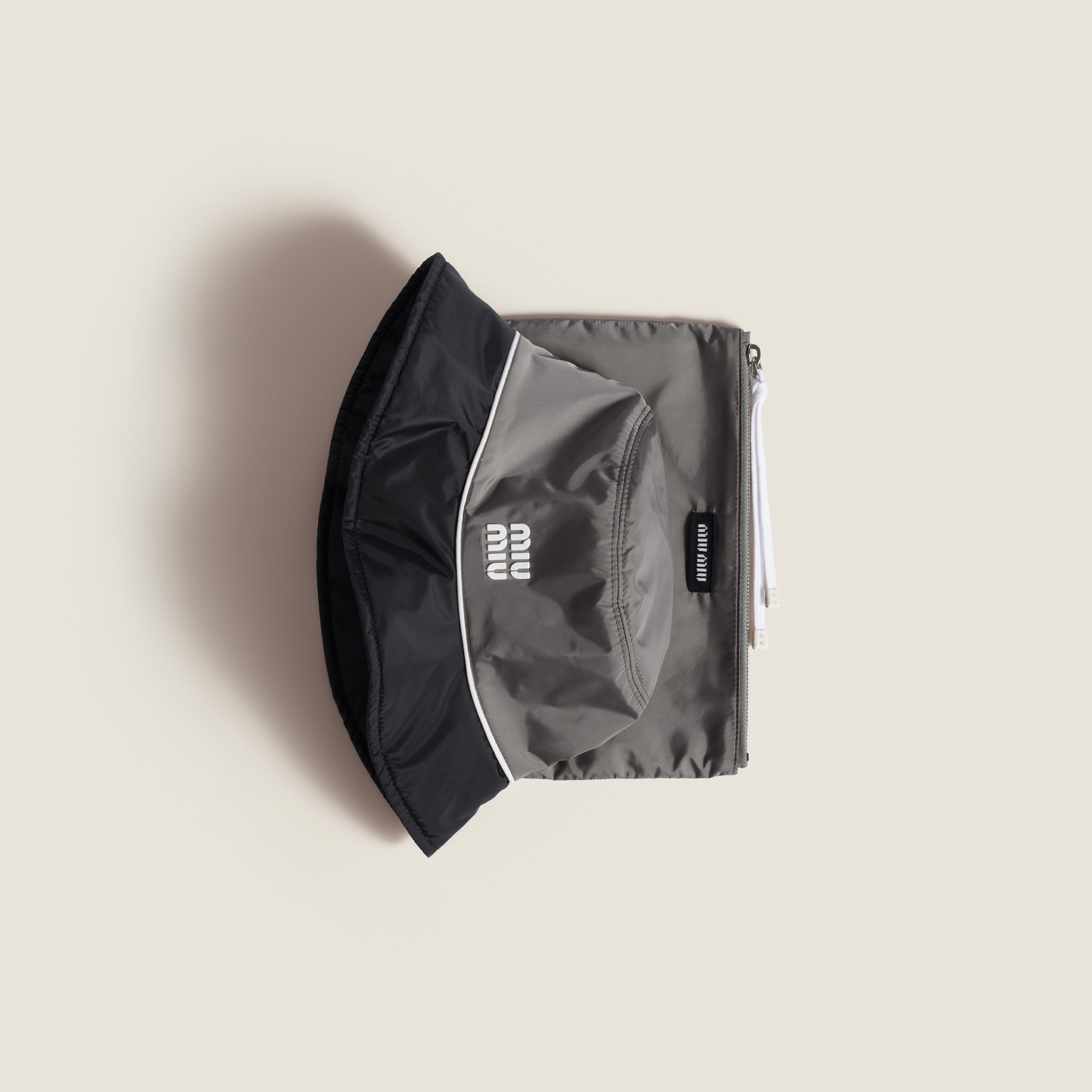 Miu Miu Technical Fabric Bucket Hat In Lead/blue