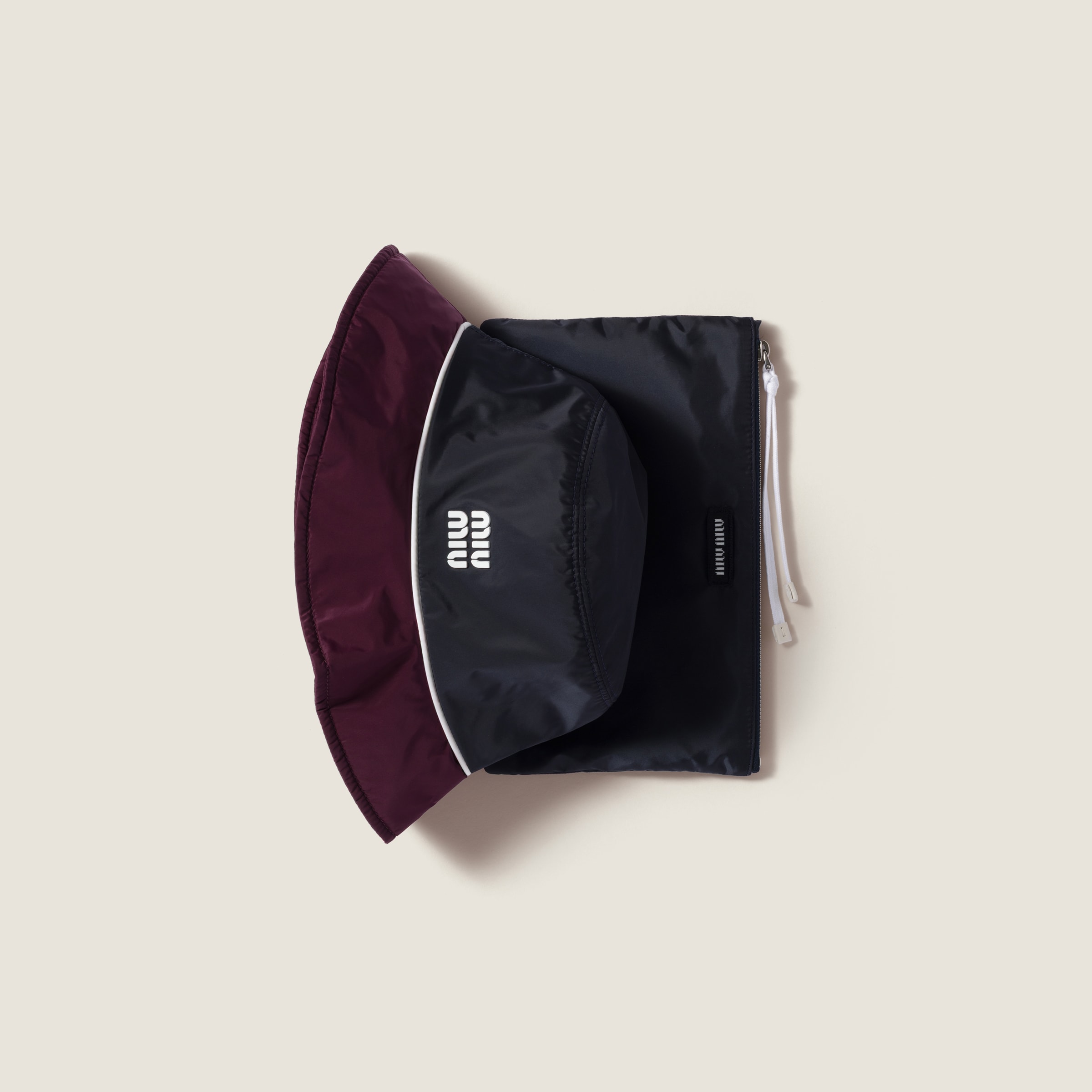 Miu Miu Technical Fabric Bucket Hat In Blue/burgundy