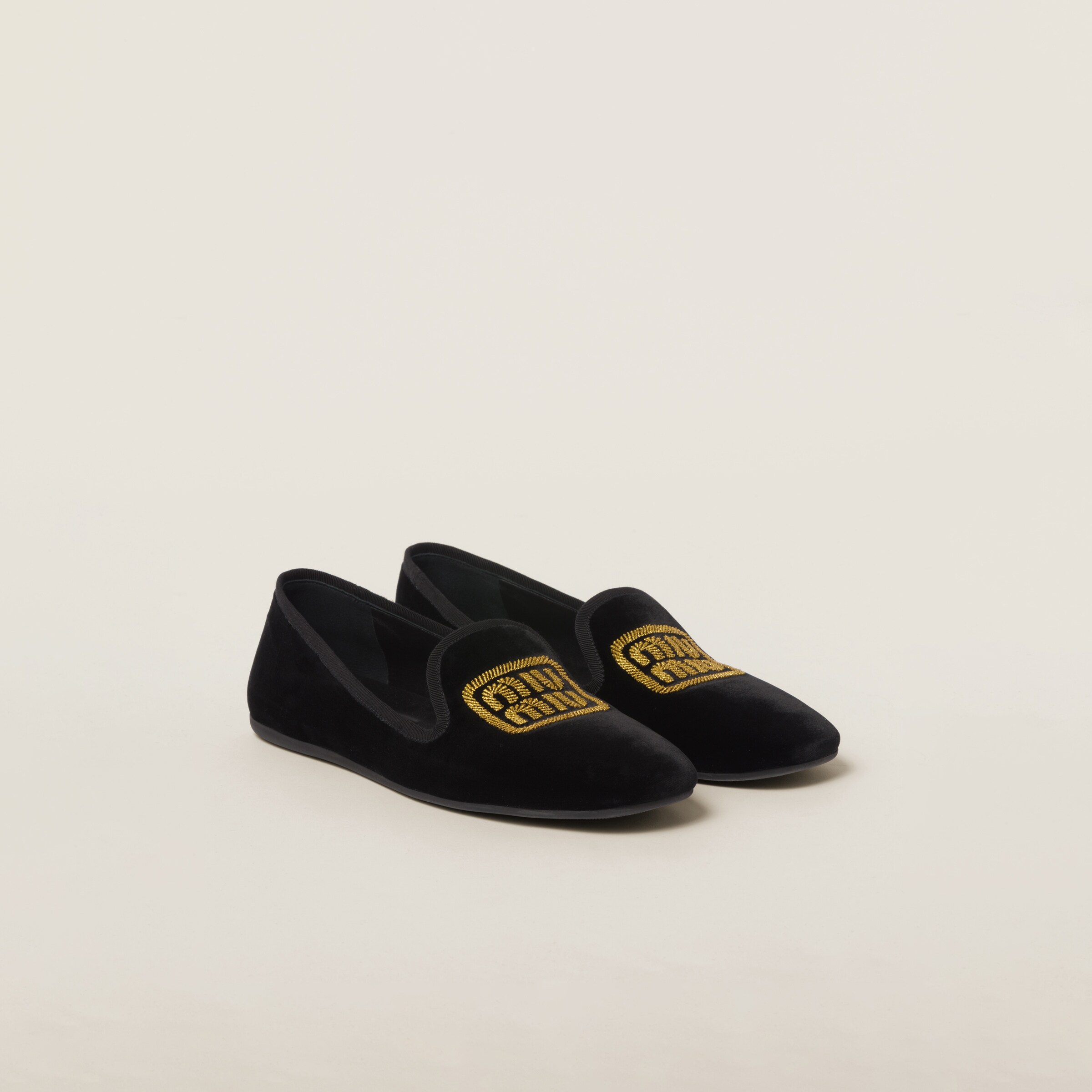 Black Velvet Slippers Miu Miu