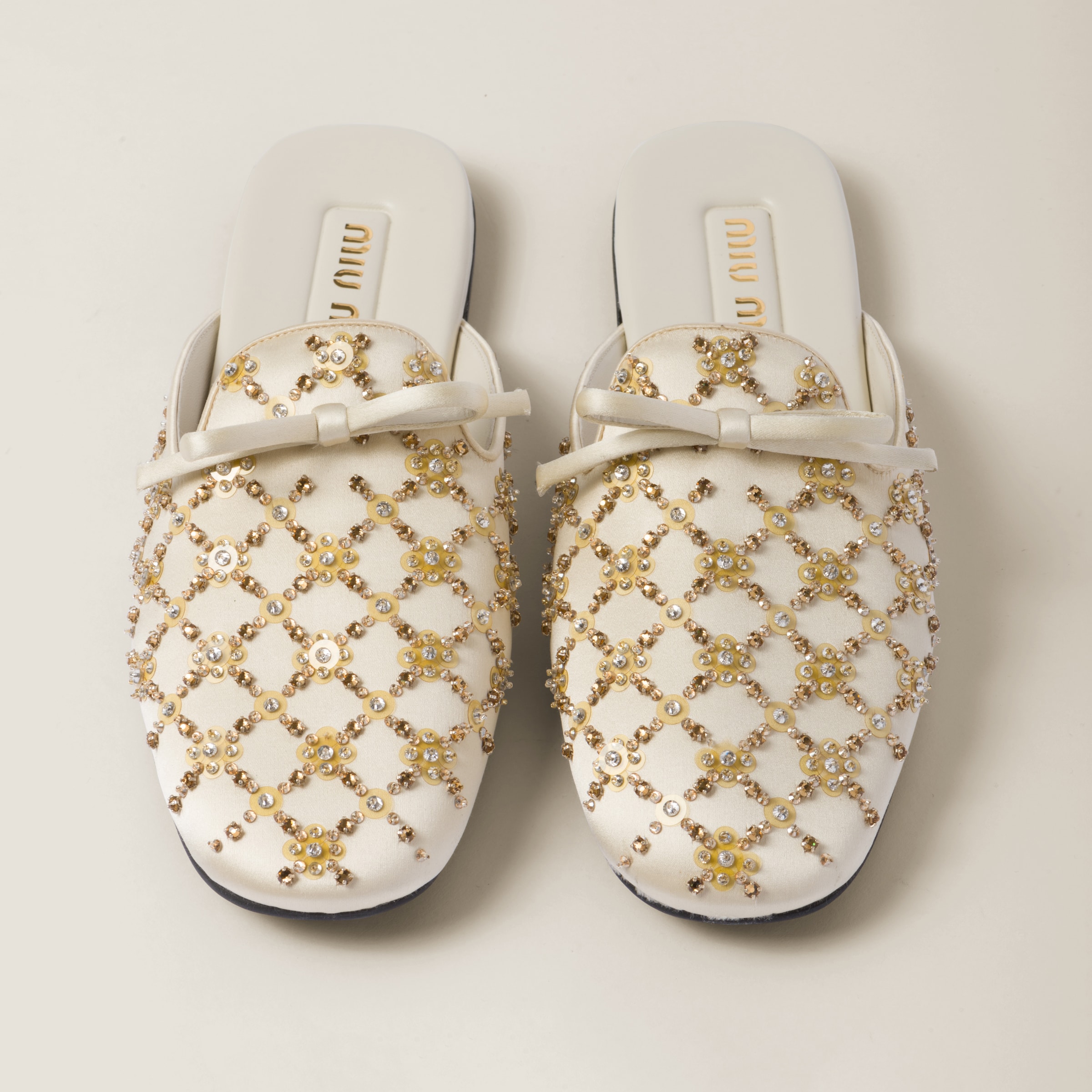 Ivory satin slippers clearance