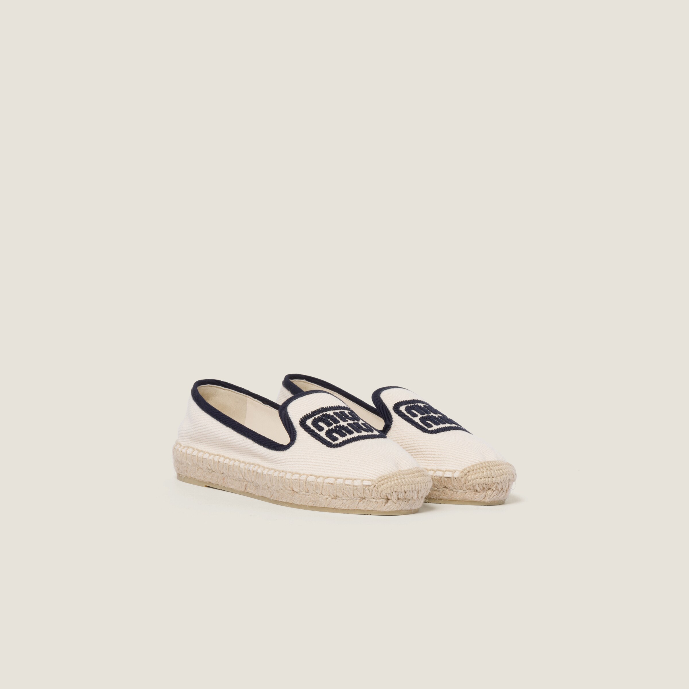 Ivory blue Cotton Drill Espadrilles Miu Miu