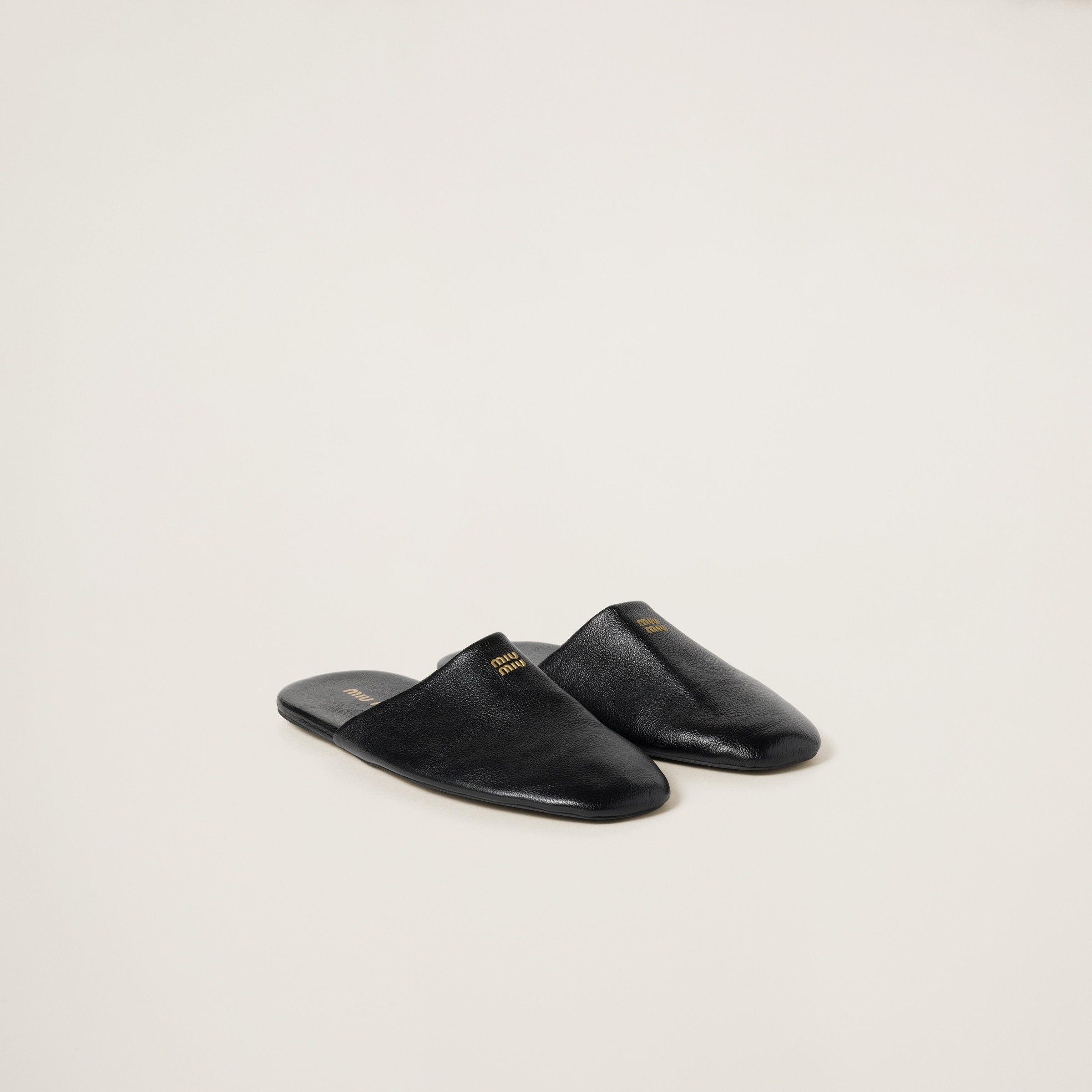 Black leather slippers deals