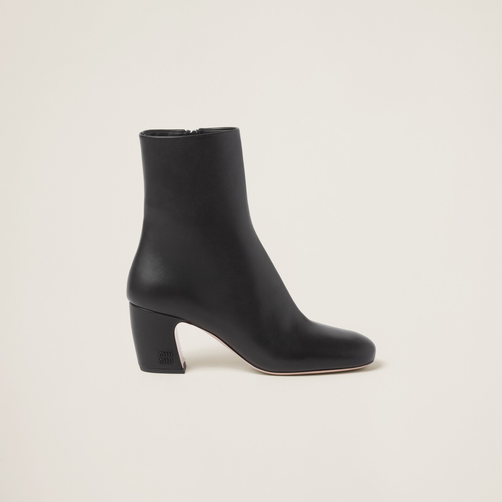 Miu Leather Laced Booties Chestnut Brown Cowhide