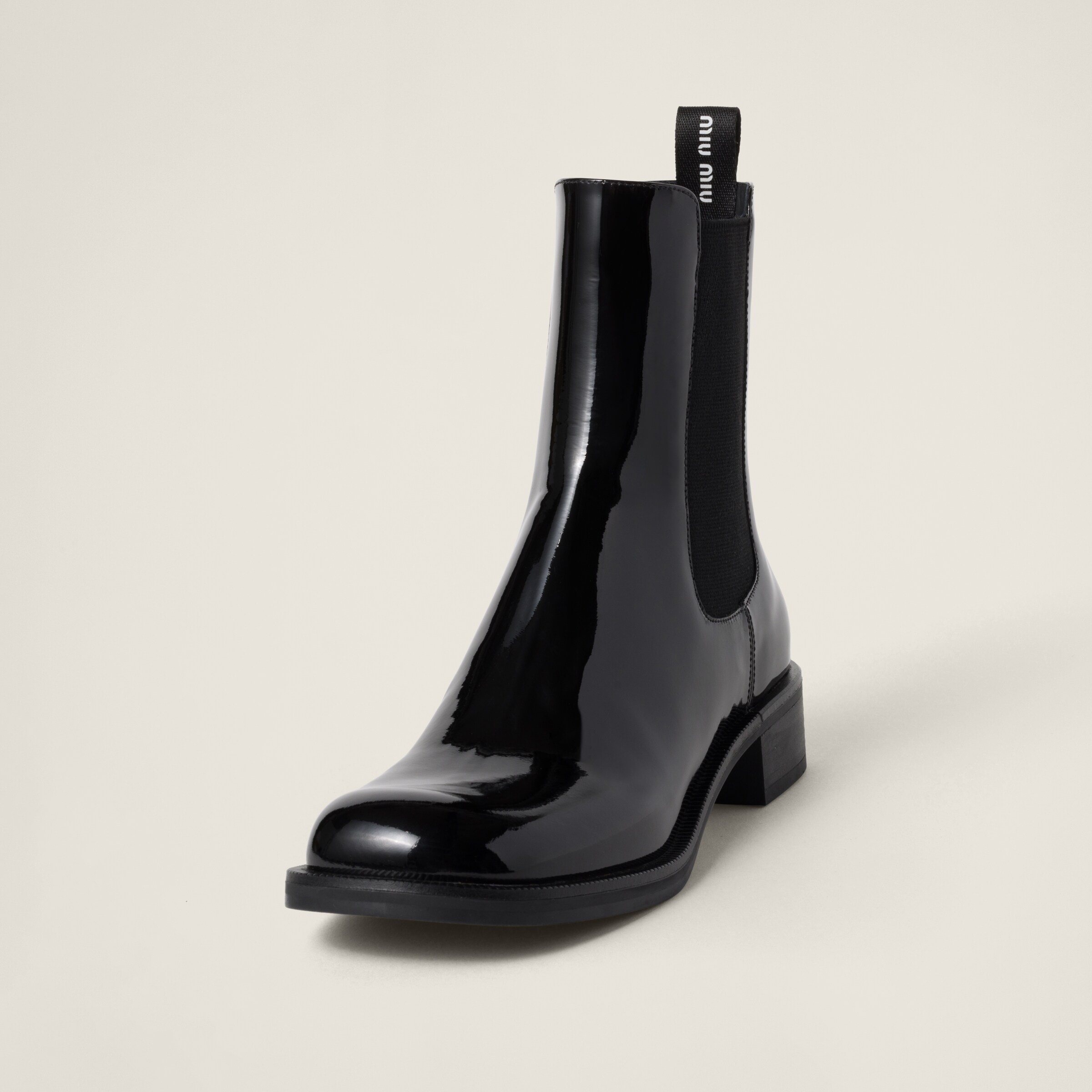 Black Patent Leather Booties Miu Miu