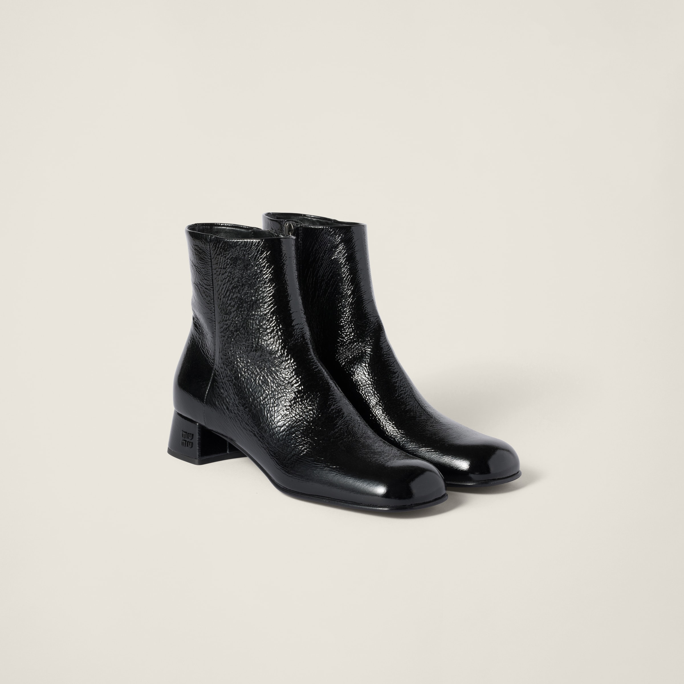 Miu Miu Naplak Ankle Boots In Black