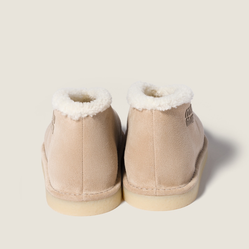 Suede and shearling slip-on booties