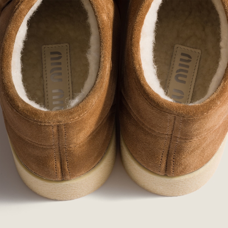 Suede and shearling slip-on booties