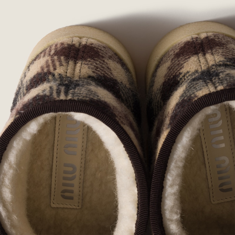 Wool and shearling slip-on booties