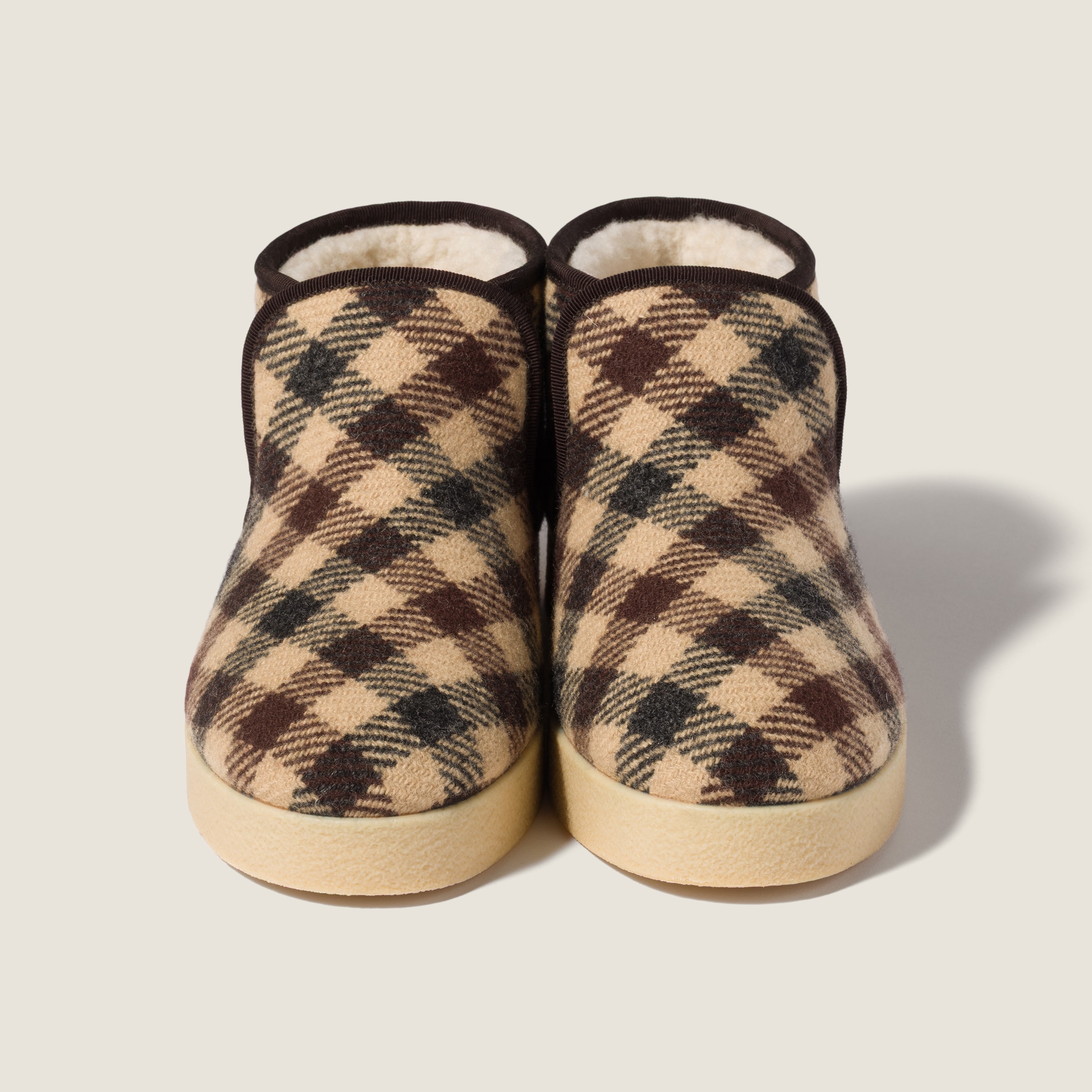 Miu Miu Wool And Shearling Slip-on Booties In Brown