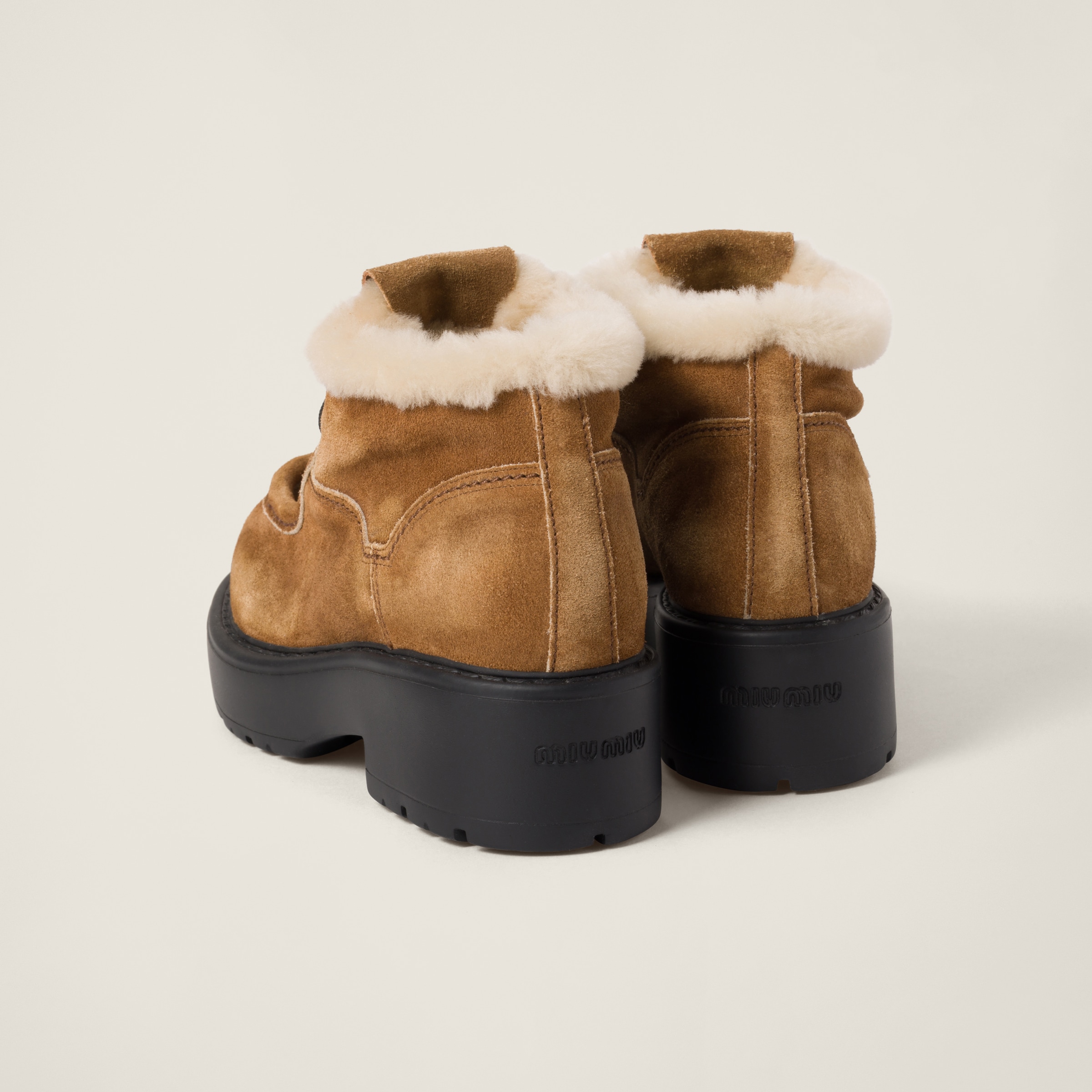 Miu Miu Faded Suede Booties In Cinnamon