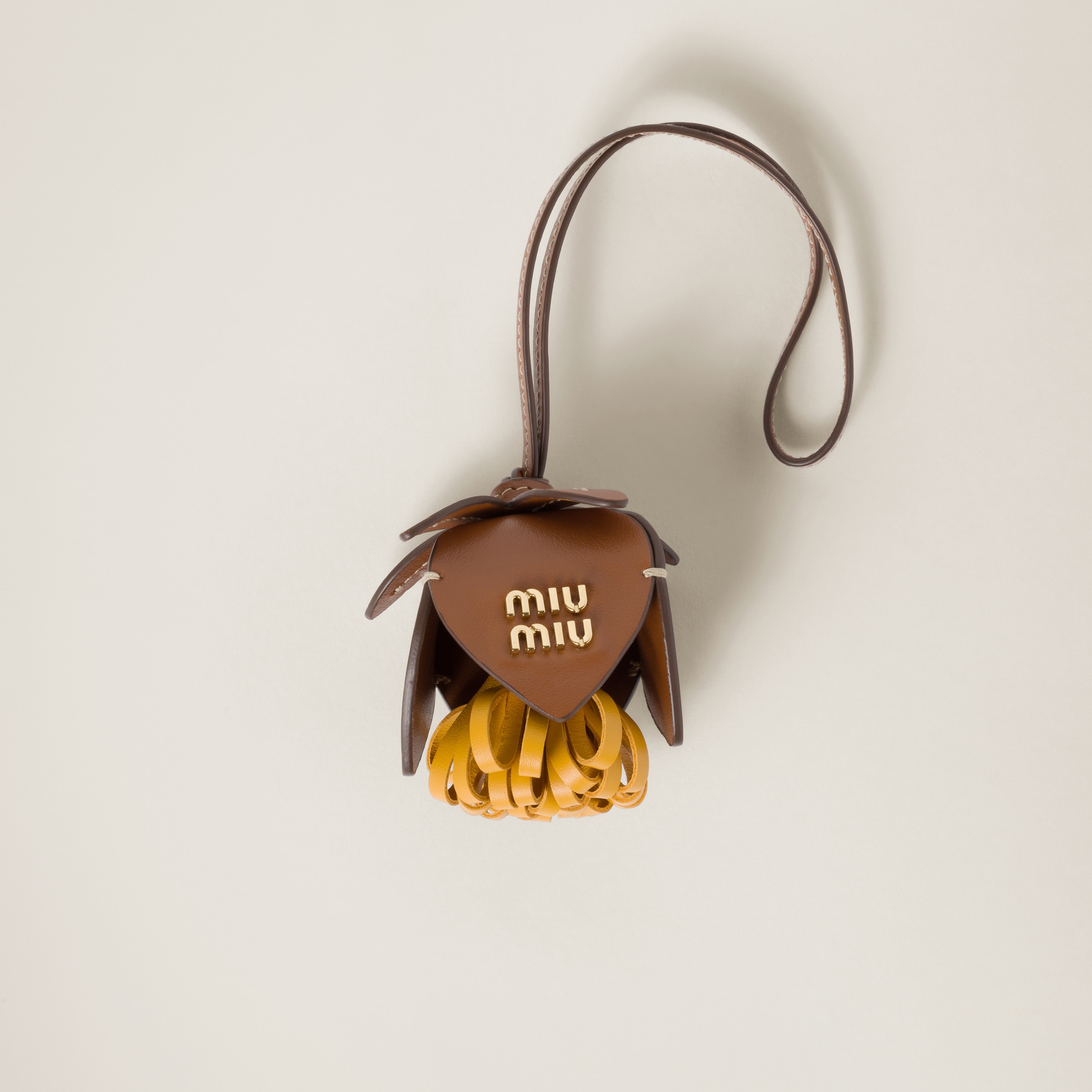 Miu Miu Leather Trick In Cognac/ochre