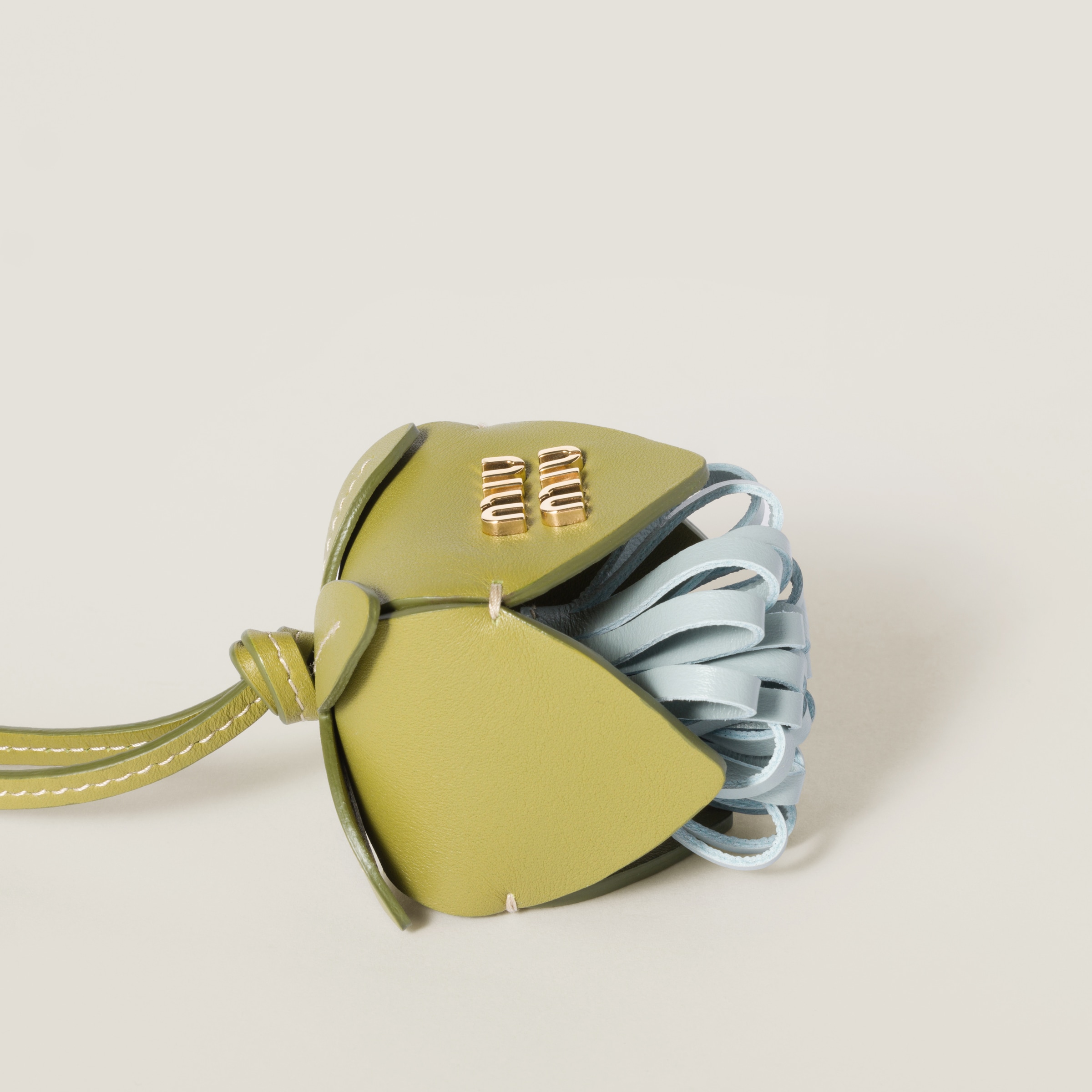 Shop Miu Miu Leather Trick In Ivy Green/lake Blue