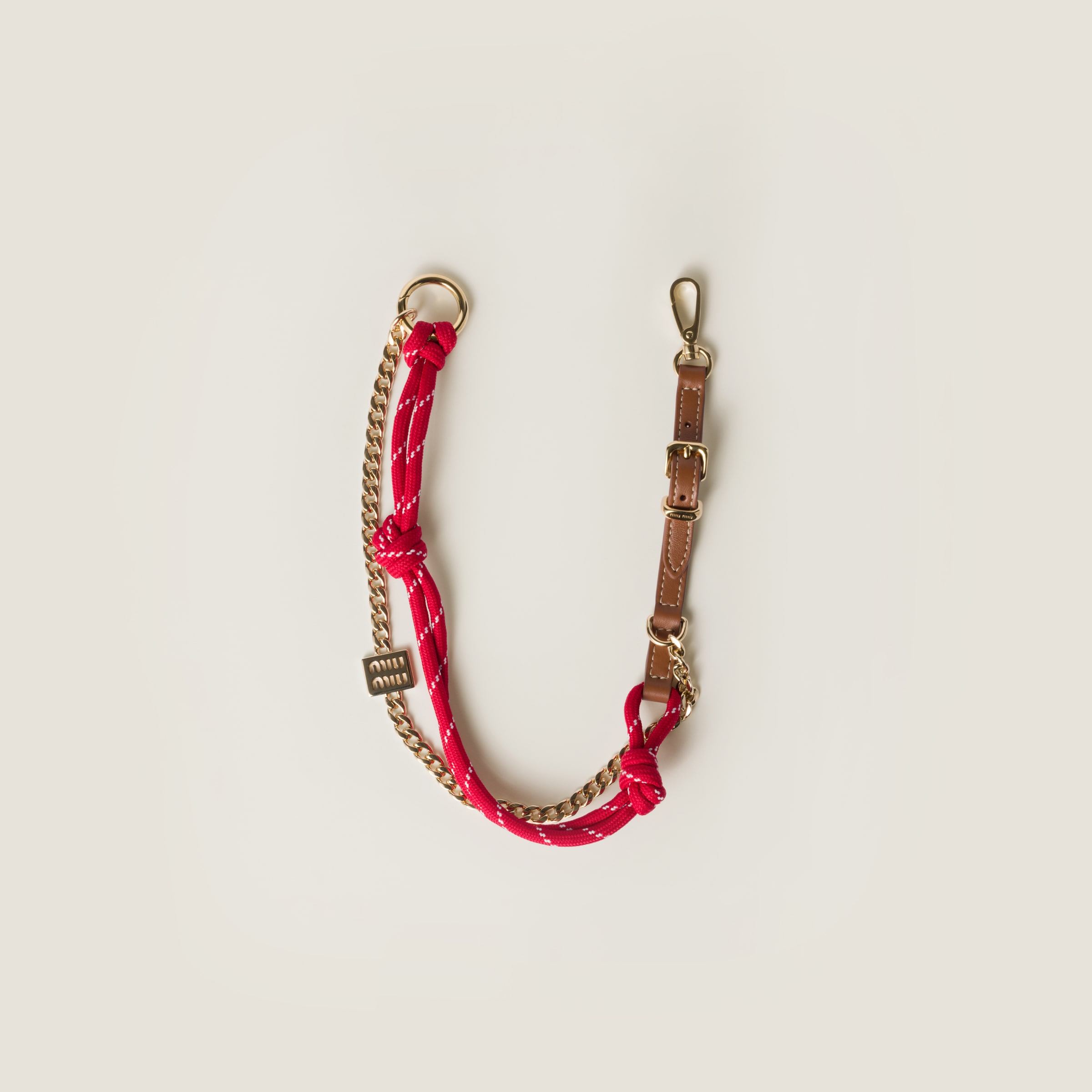 ◆大人気◆【MiuMiu】レザーxコードxメタル トリック 上品で可愛い》【MiuMiu】レザーxコードxメタルトリック (MiuMiu