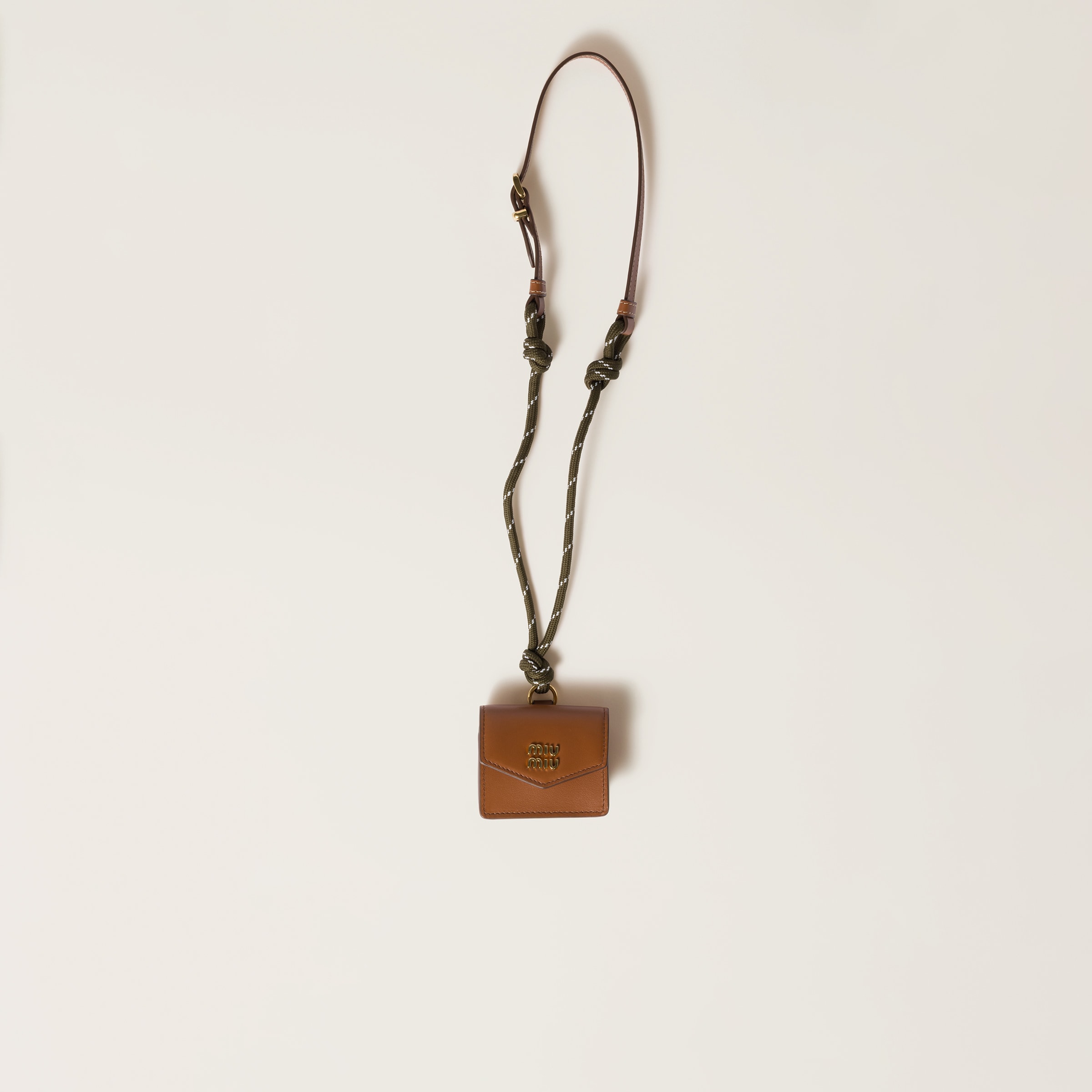 Miu Miu Leather And Cord Trick In Brown