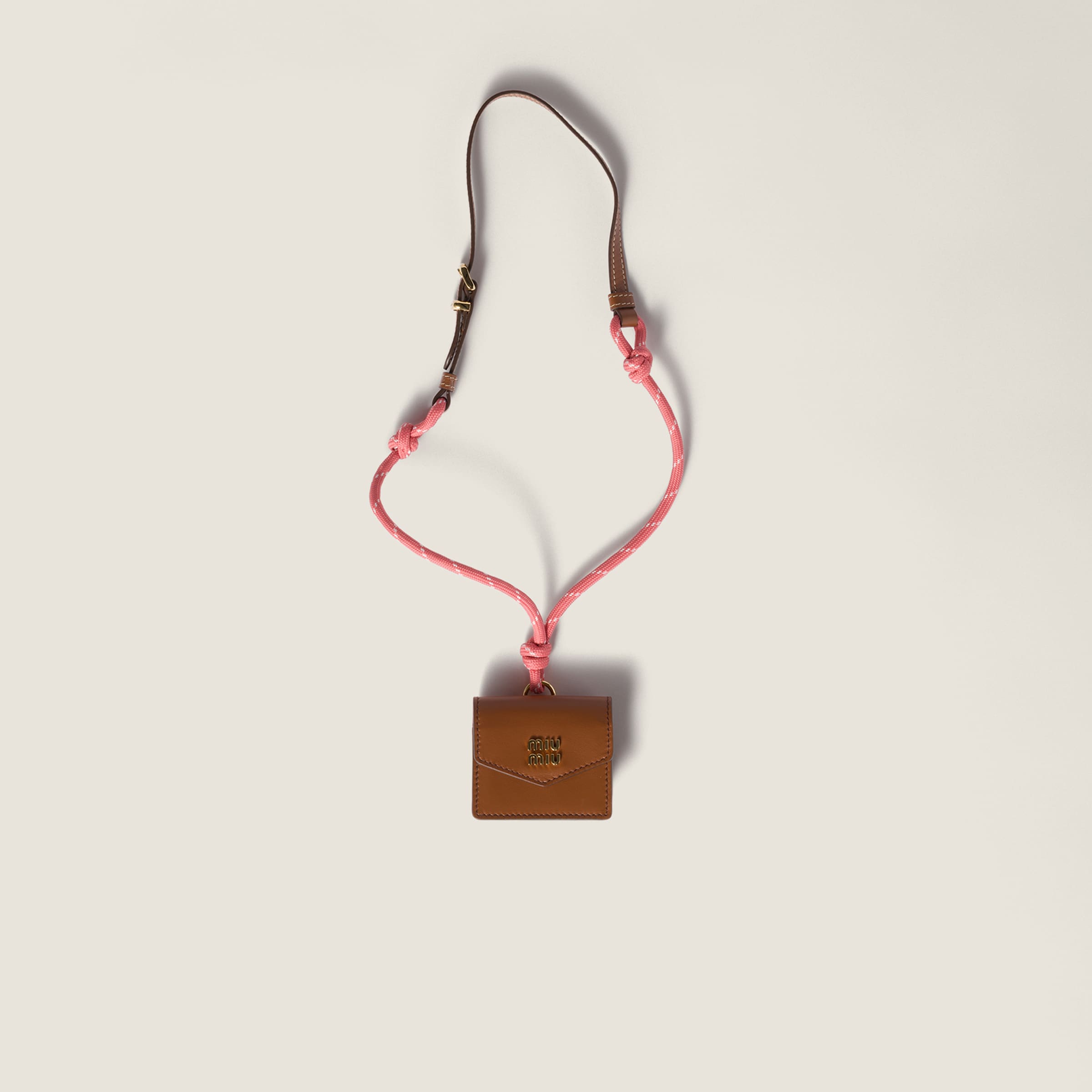 Miu Miu Leather And Cord Trick In Brown