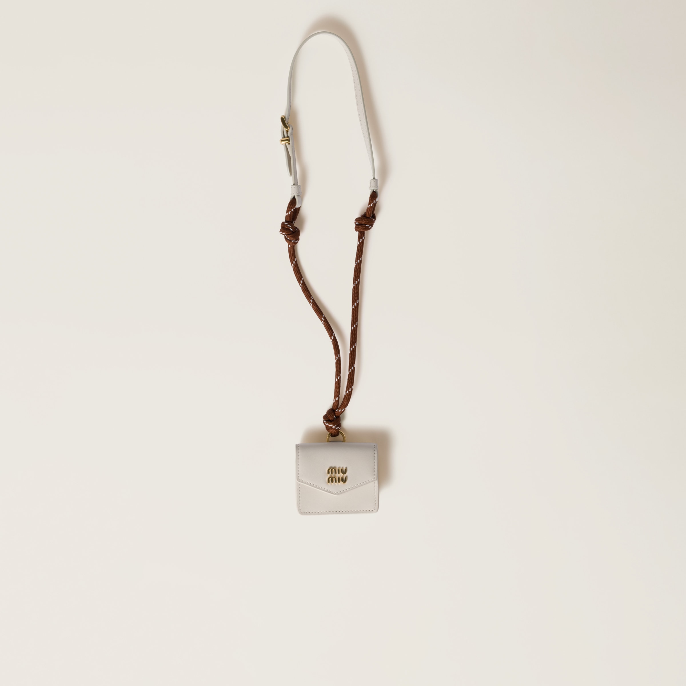 Miu Miu Leather And Cord Trick In White