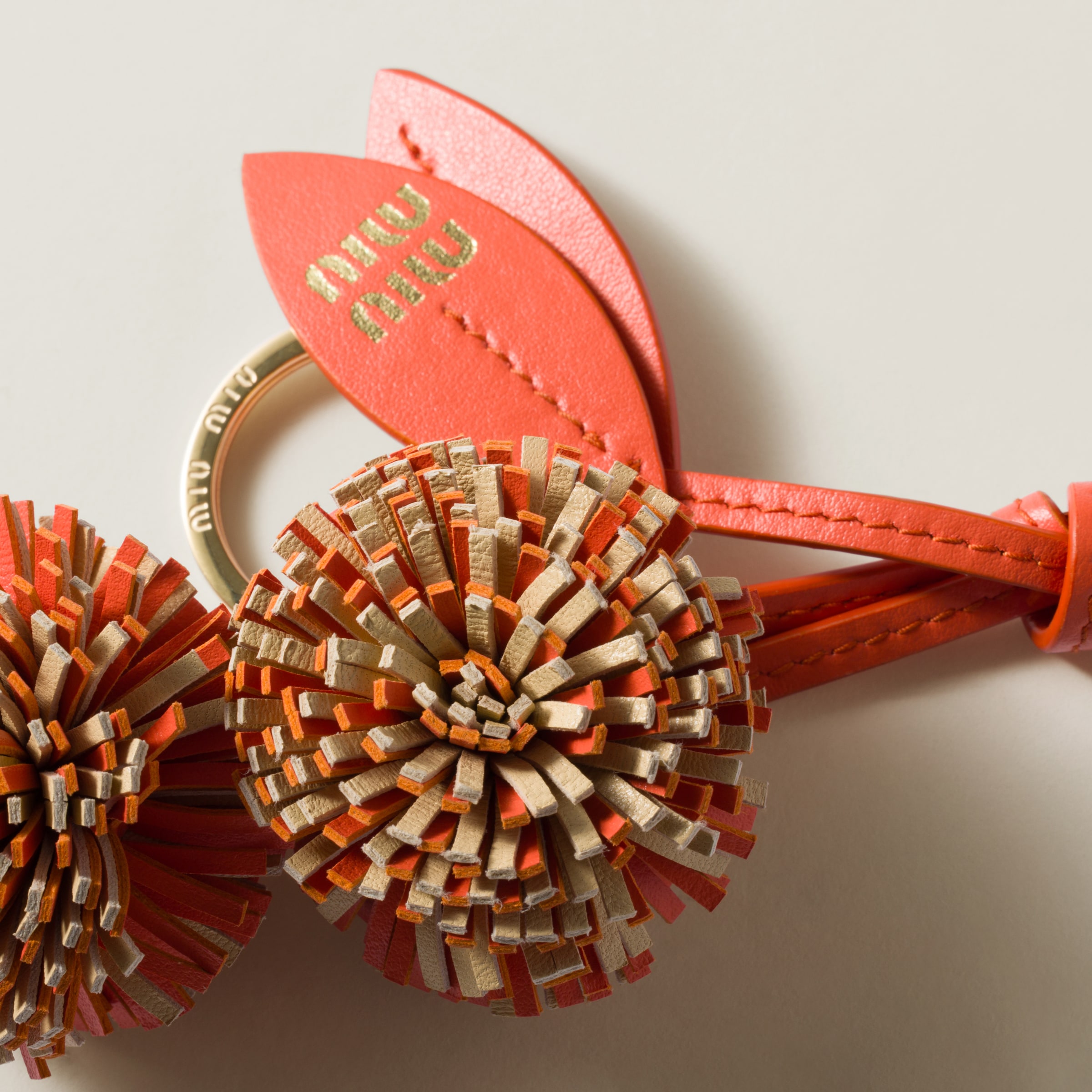 Shop Miu Miu Leather Trick In Orange/soy Green