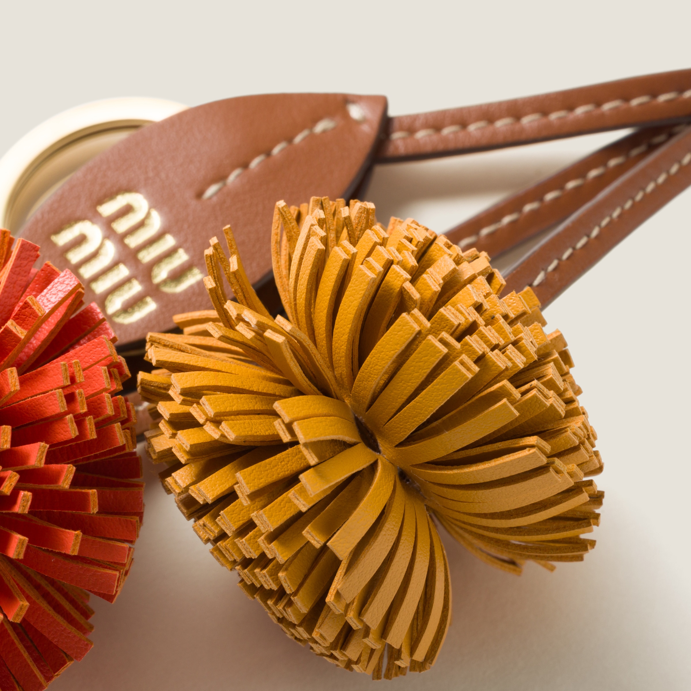 Miu Miu Leather Trick In Cognac/ochre/orange