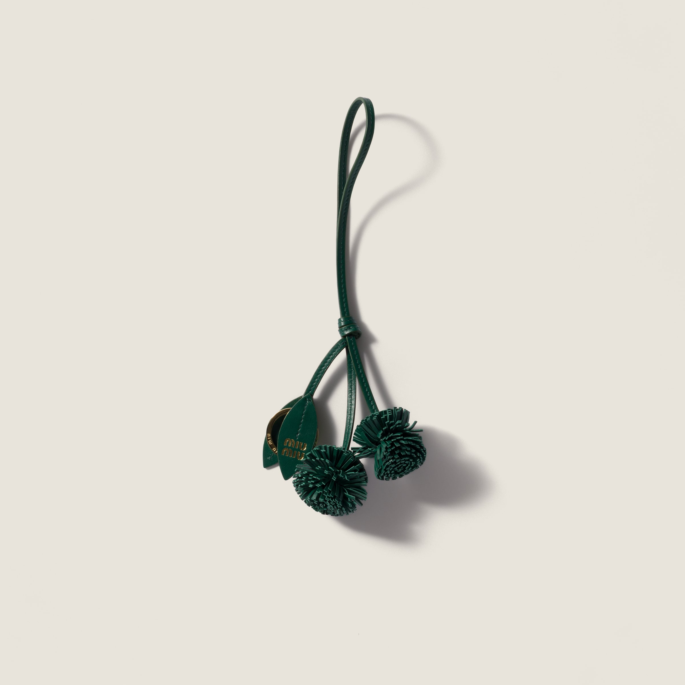 Miu Miu Trick Leather Keyring In Green