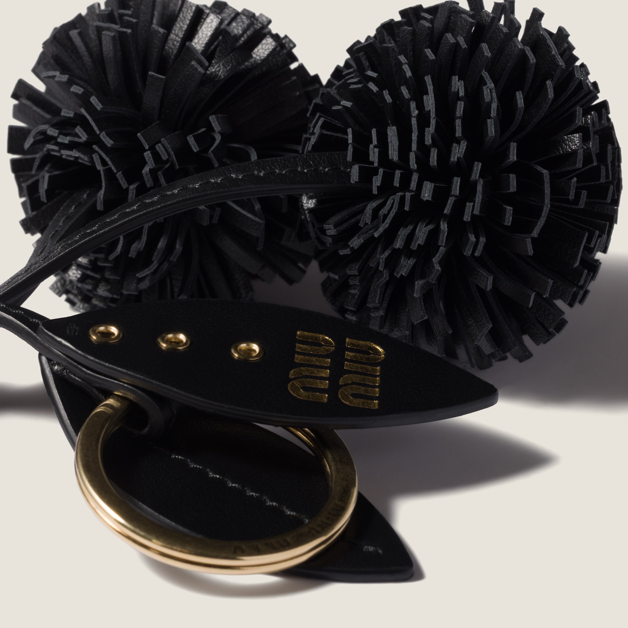 Miu Miu Leather Key Ring Trick In Black