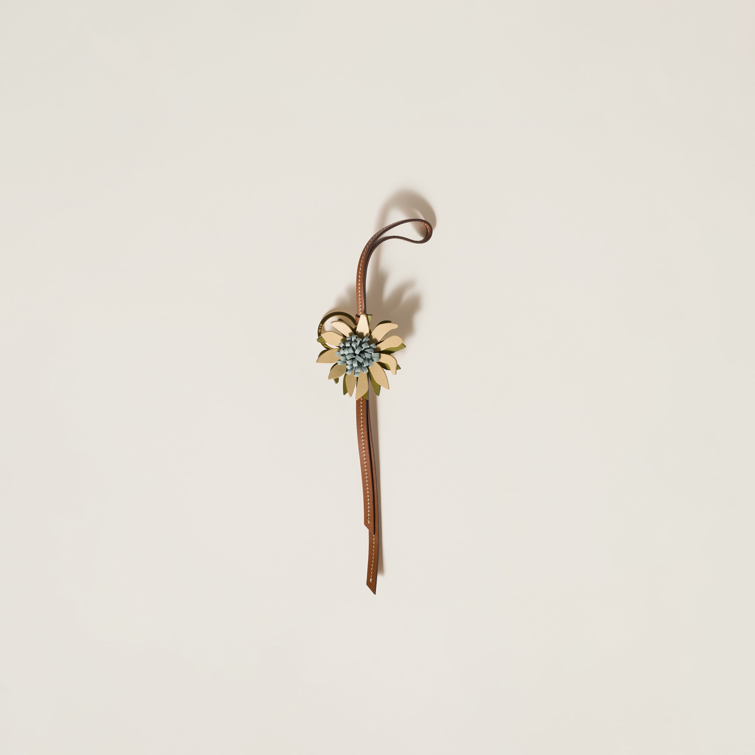 Miu Miu Trick Leather Keyring In Brown
