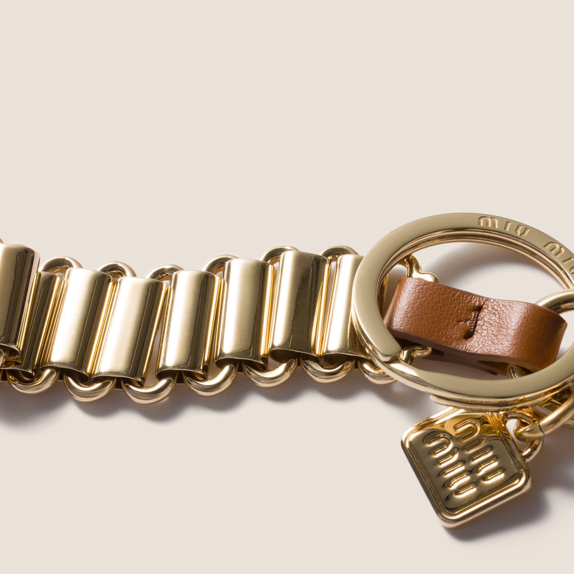 Miu Miu Metal And Leather Key Ring Trick