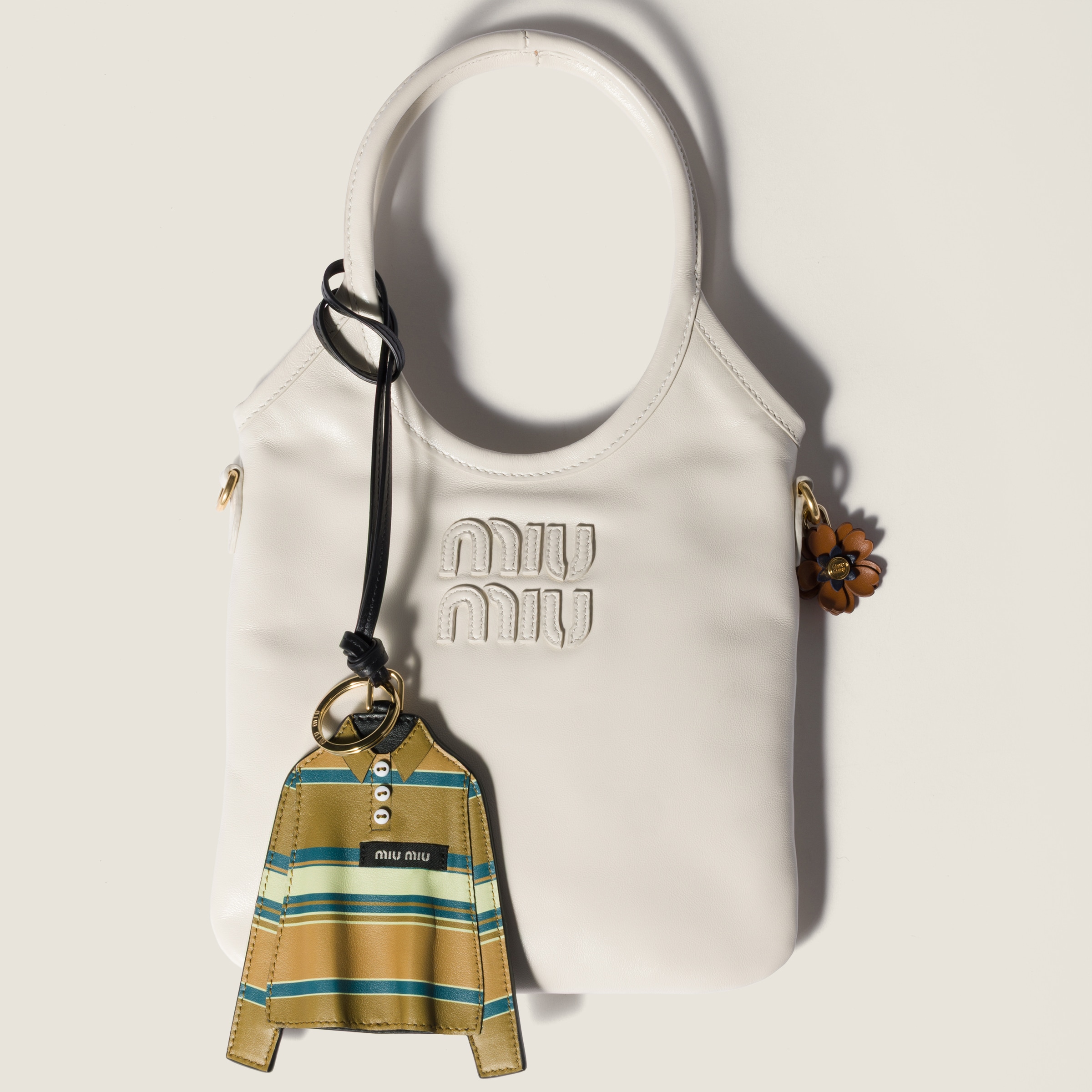 Miu Miu Leather Key Ring Trick In Yellow