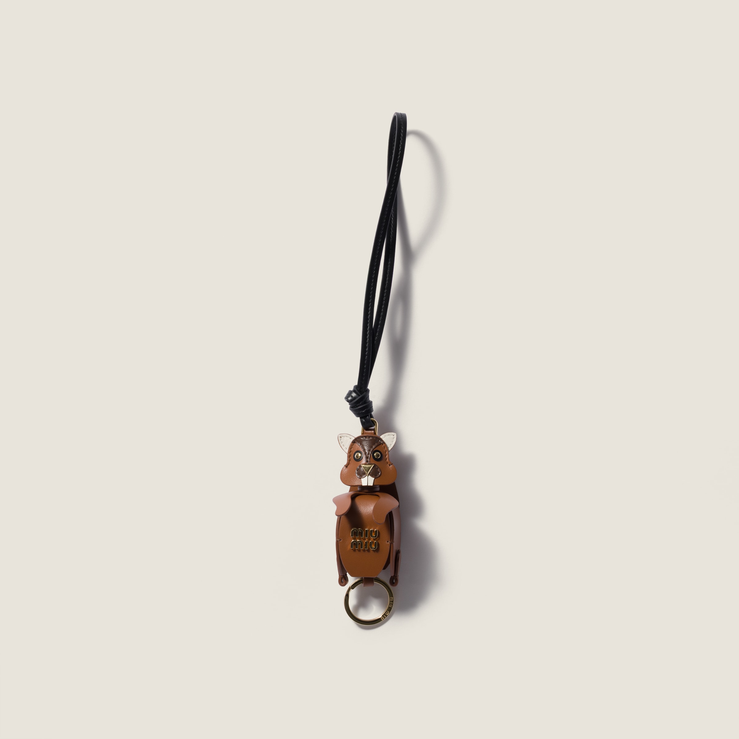 コニャックブラウン レザー キーリングトリック | Miu Miu - 日本