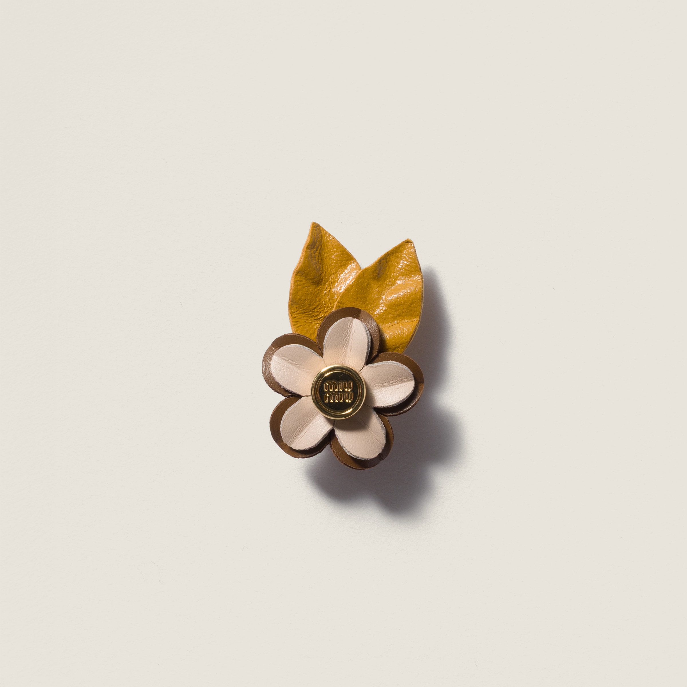 Miu Miu Leather Floral Brooch
