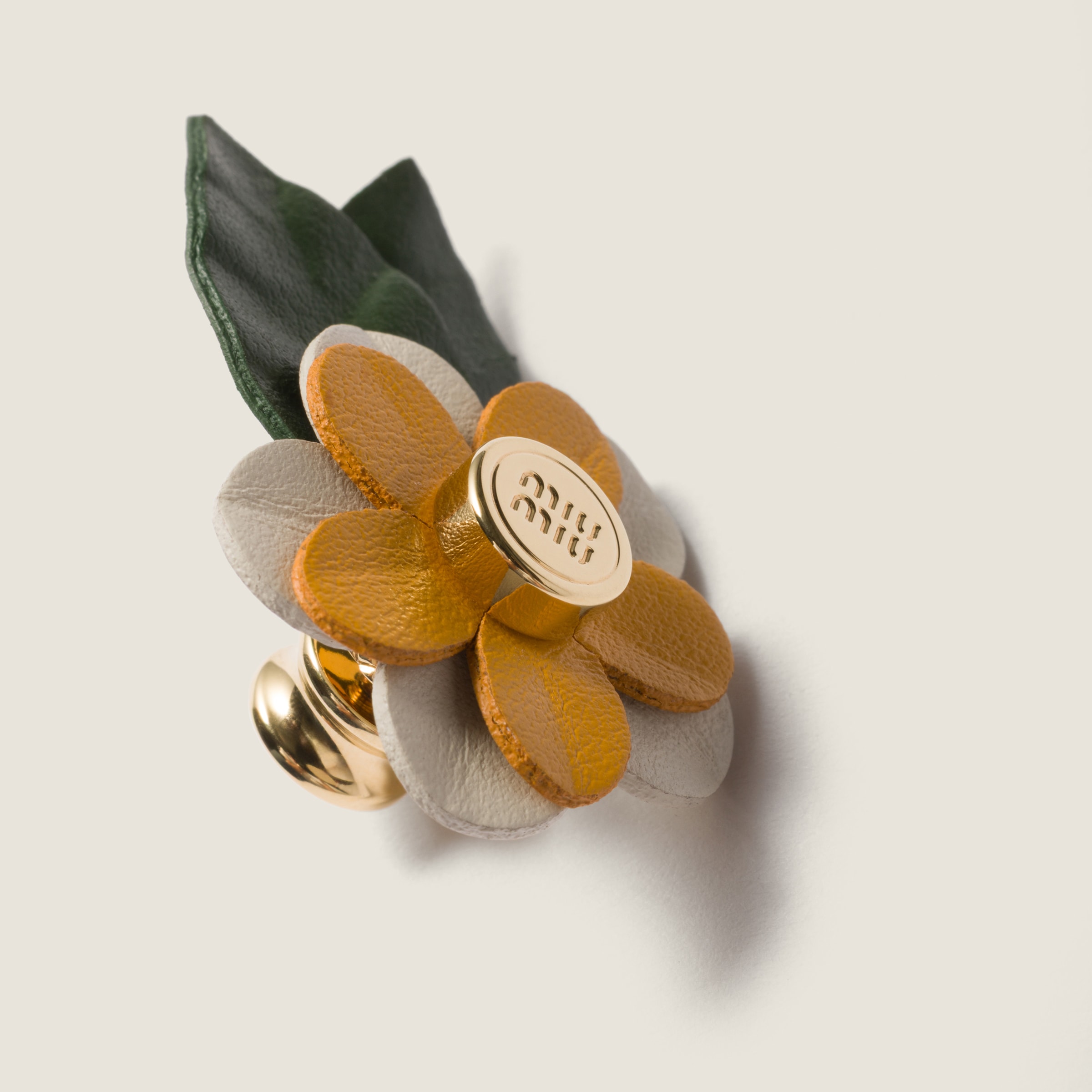 Miu Miu Leather Floral Brooch