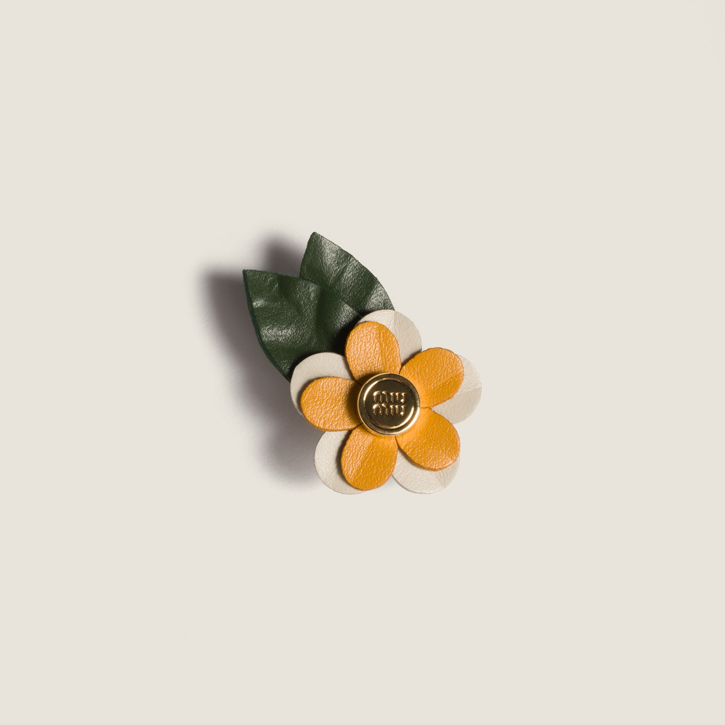 Miu Miu Leather Floral Brooch