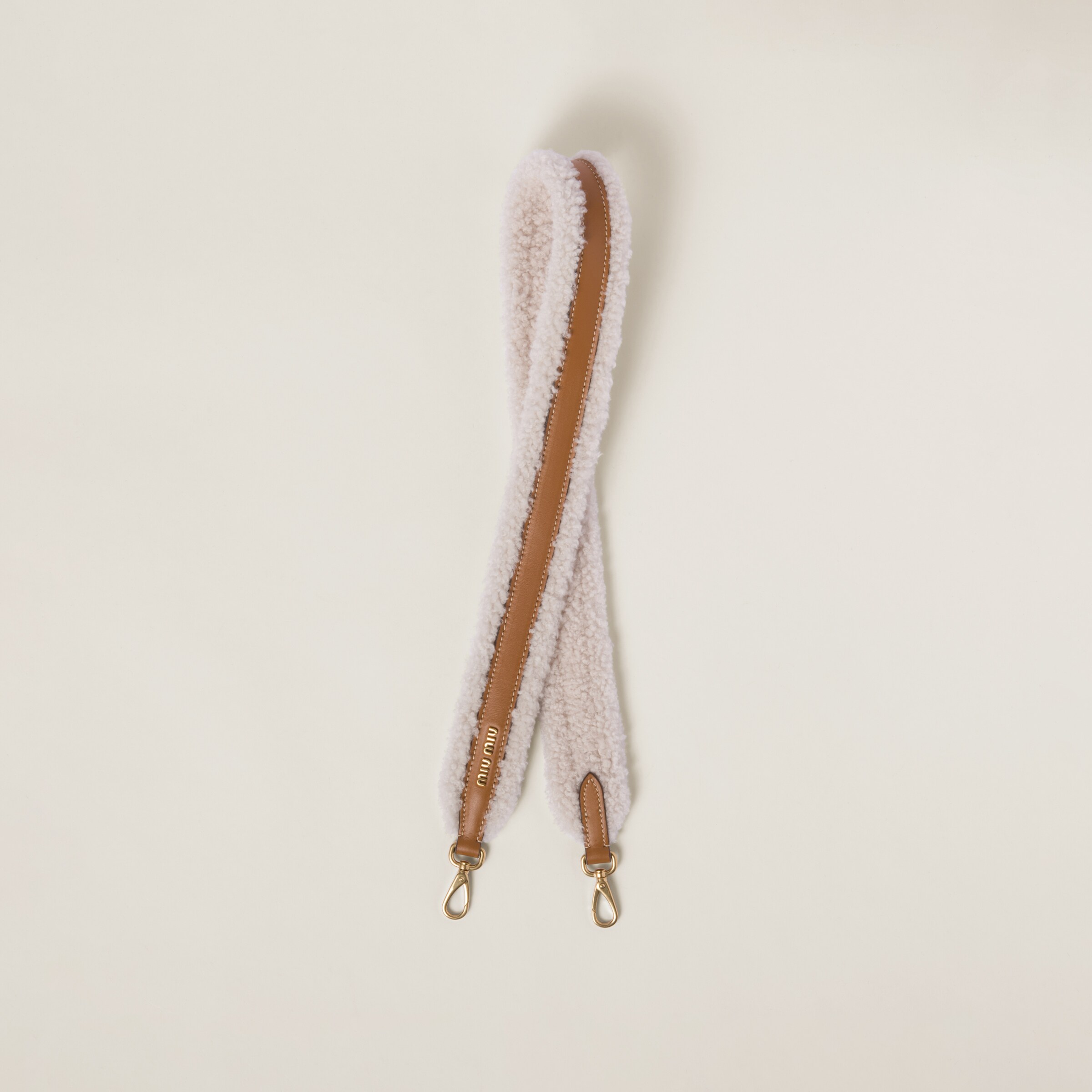 Miu Miu Shearling And Leather Shoulder Strap In Caramel avory ModeSens