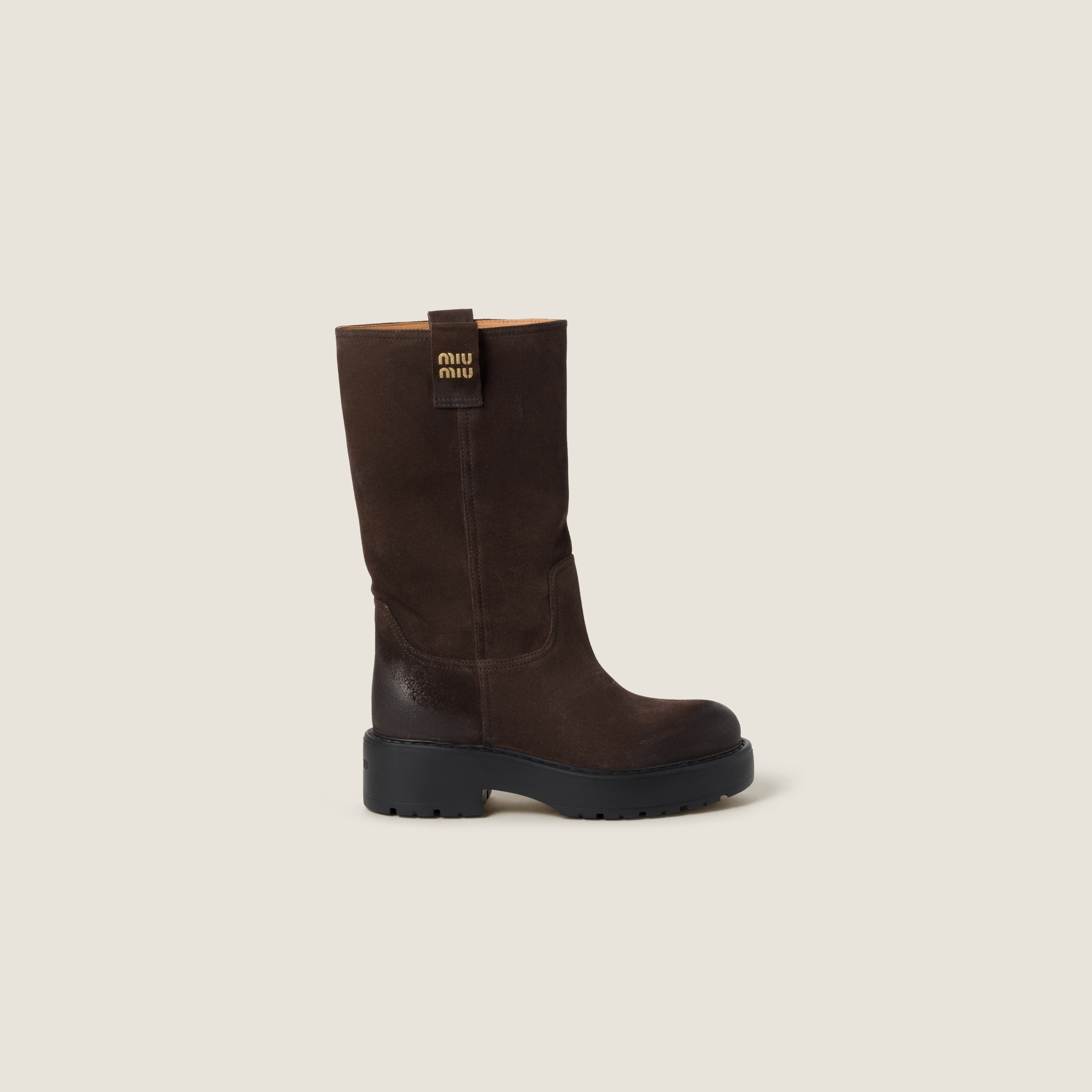 MIUMIU 26S CHUKKA BOOTS IN LIGHT BROWN SUEDE