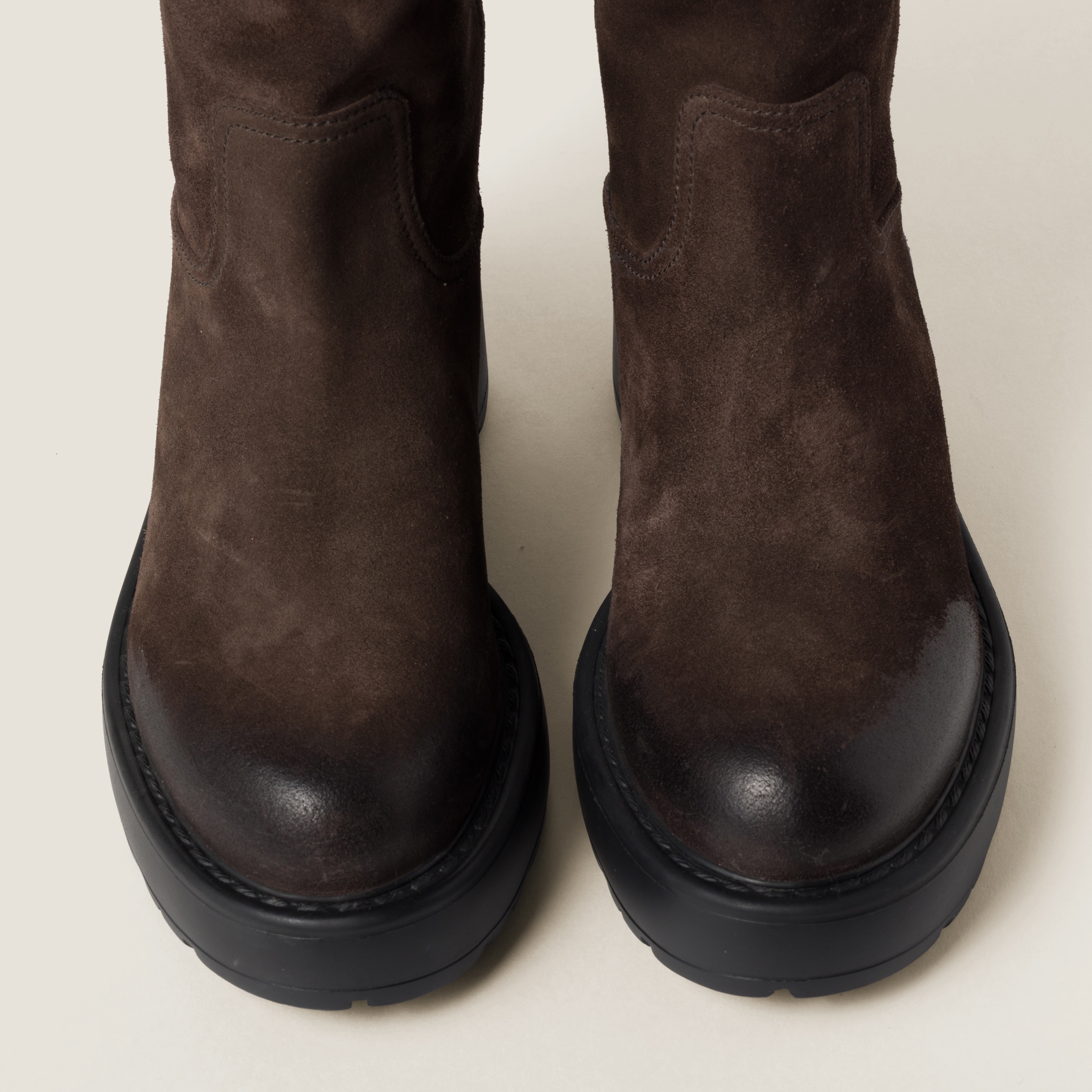 Dark Brown Suede Boots Miu Miu