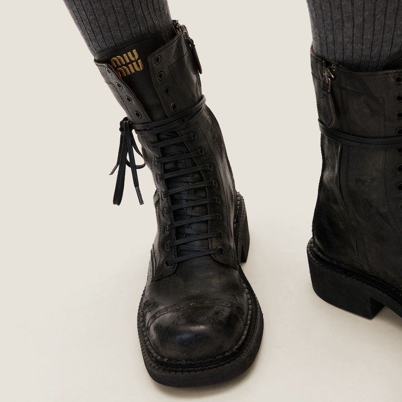 Leather laced booties