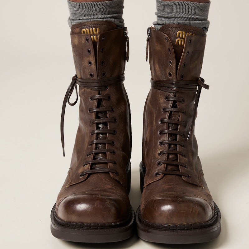 Leather laced booties