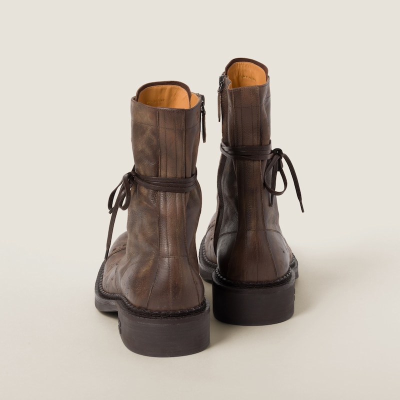 Leather laced booties