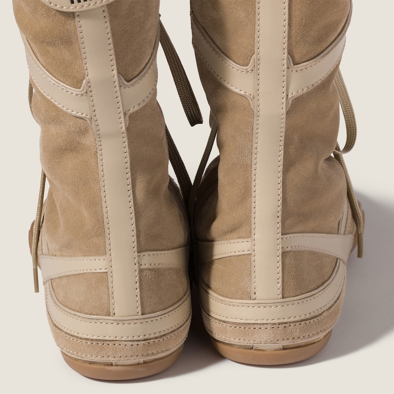 Gymnasium suede and shearling boxer boots