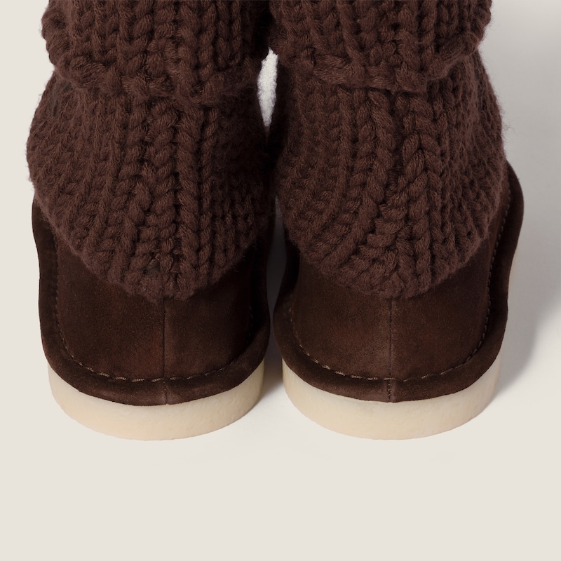 Suede and knit booties