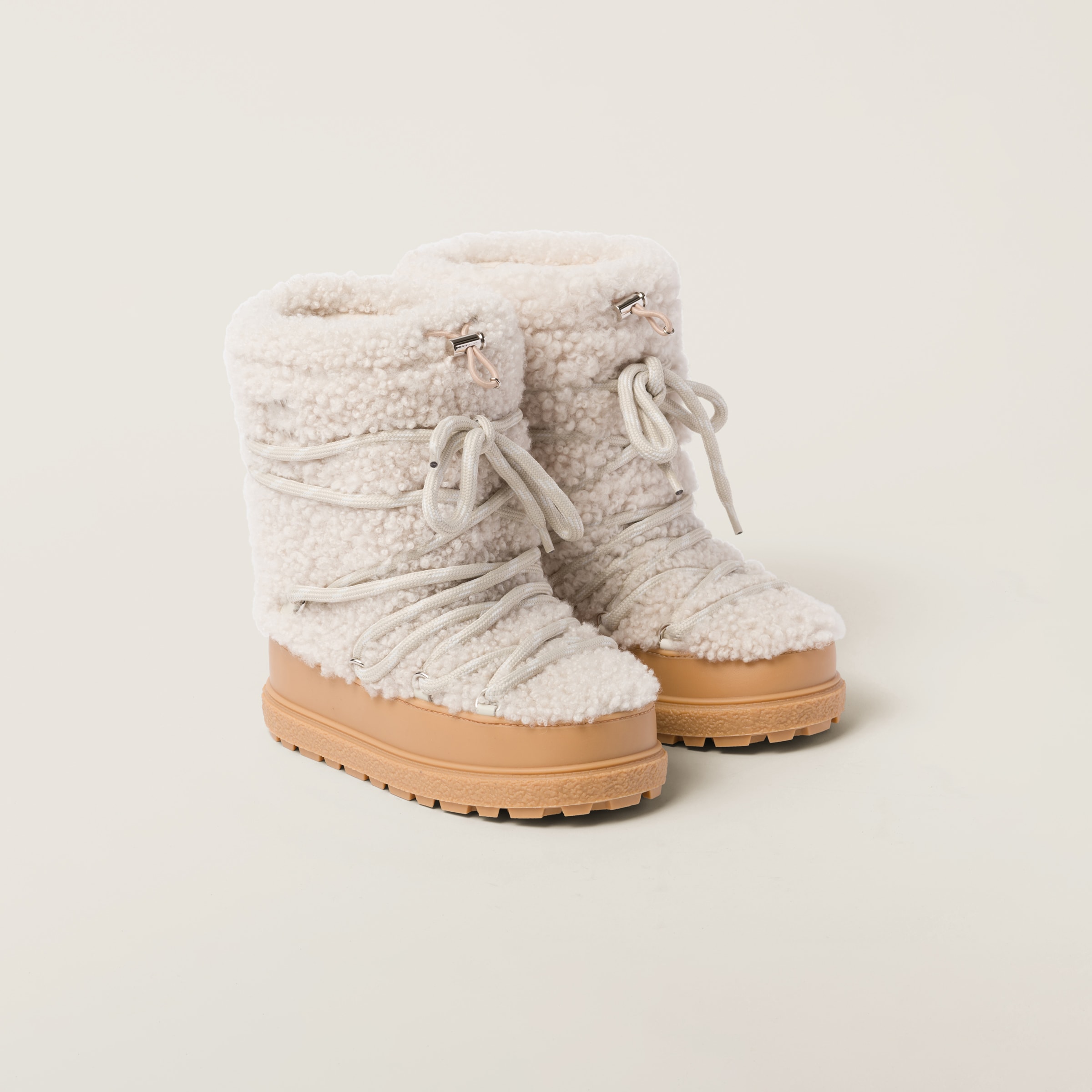 Ivory Shearling Après-ski Boots | Miu Miu