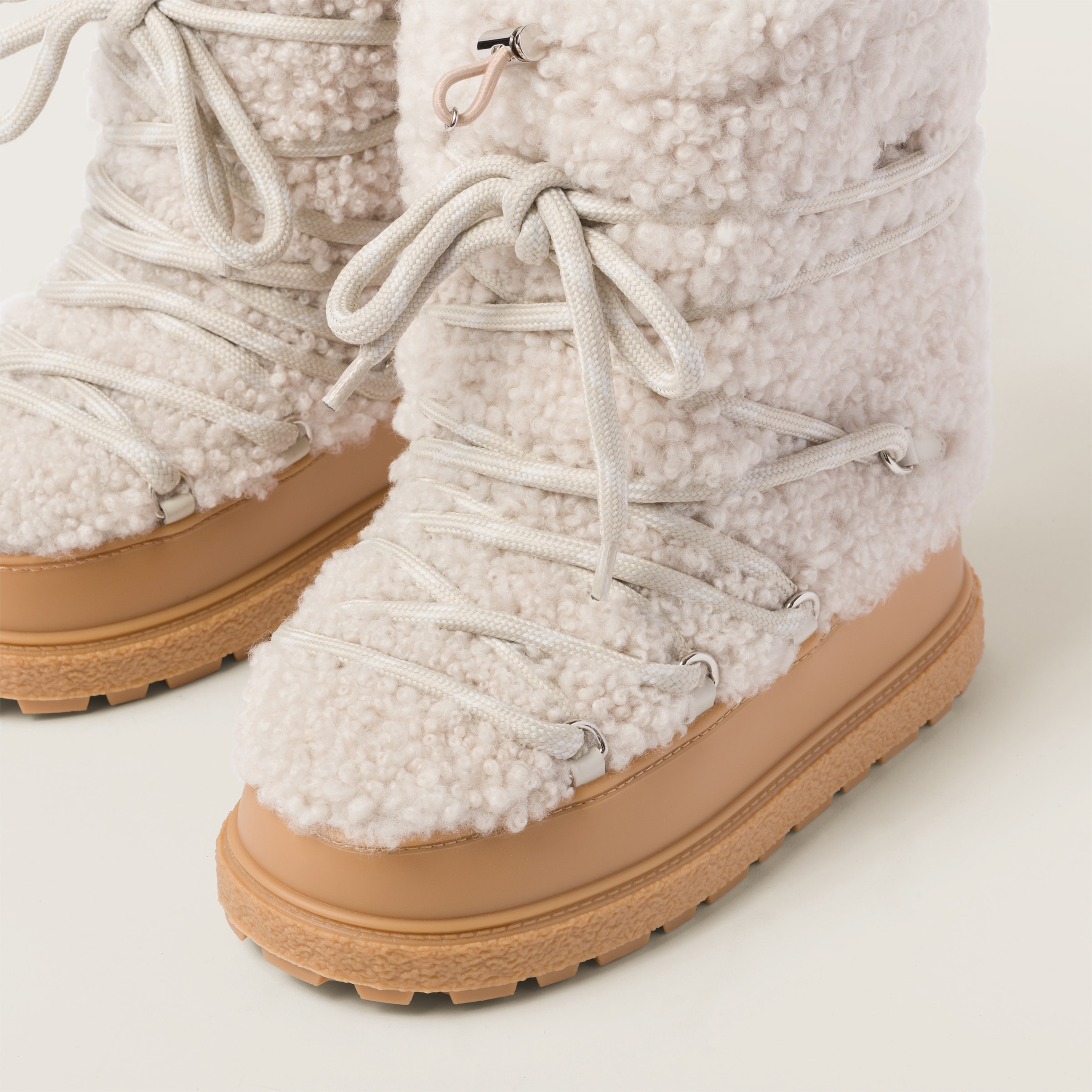 Ivory Shearling Après-ski Boots | Miu Miu