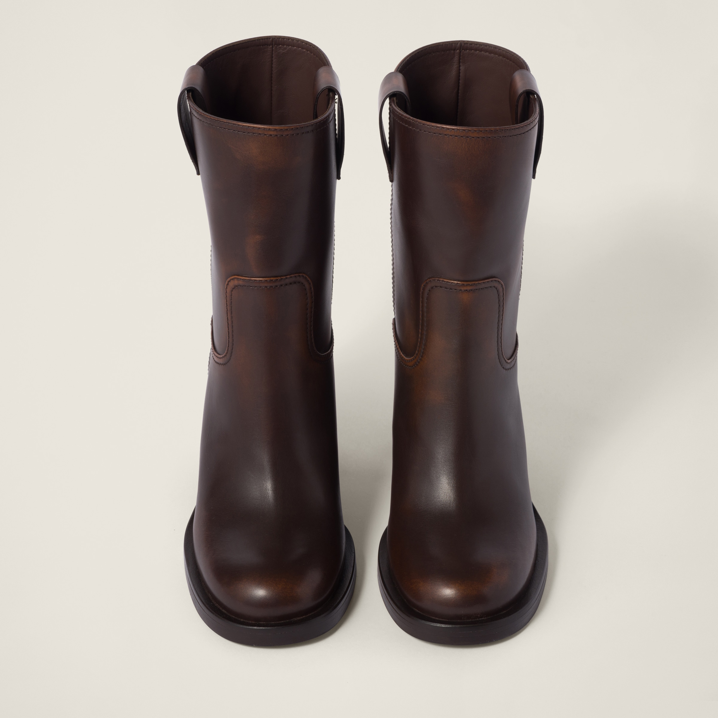 【ファッション好きが選ぶ人気ブランドランキング】 Leather Fumé Sienna Booties Miu Miu | 靴