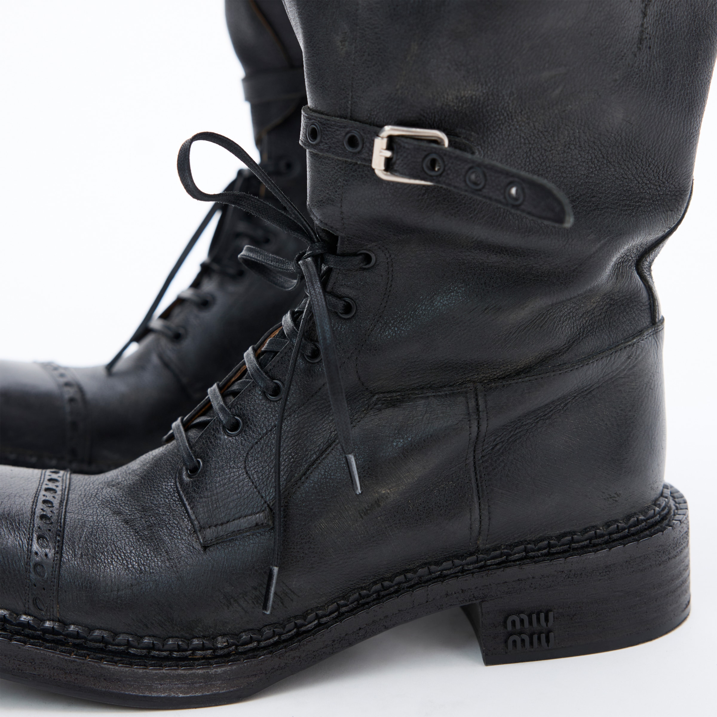 Black Leather Boots | Miu Miu