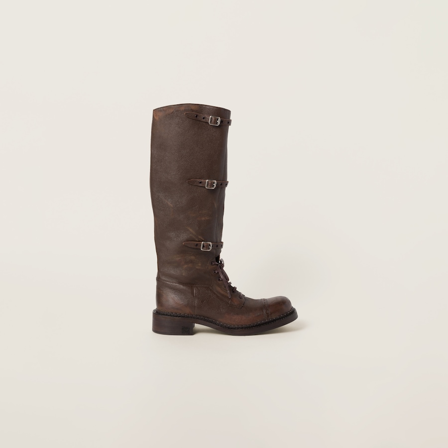 Miu miu leather boots clearance