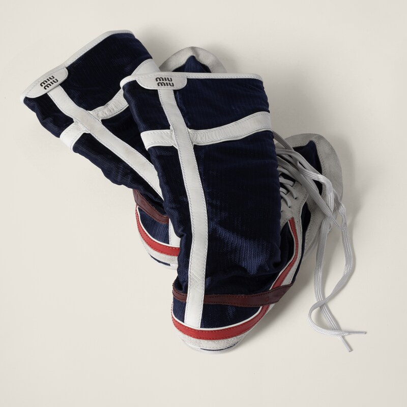 Gymnasium technical fabric and suede boxeur boots