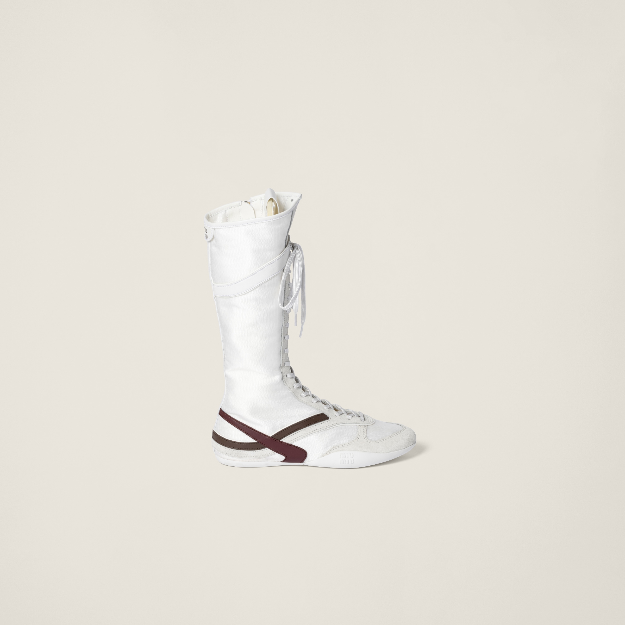 White/burgundy Gymnasium Technical Fabric And Suede Boxeur