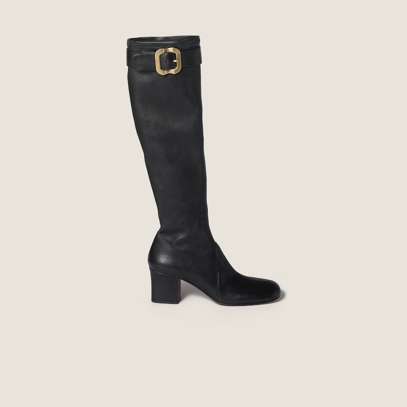 Nappa leather boots with buckle