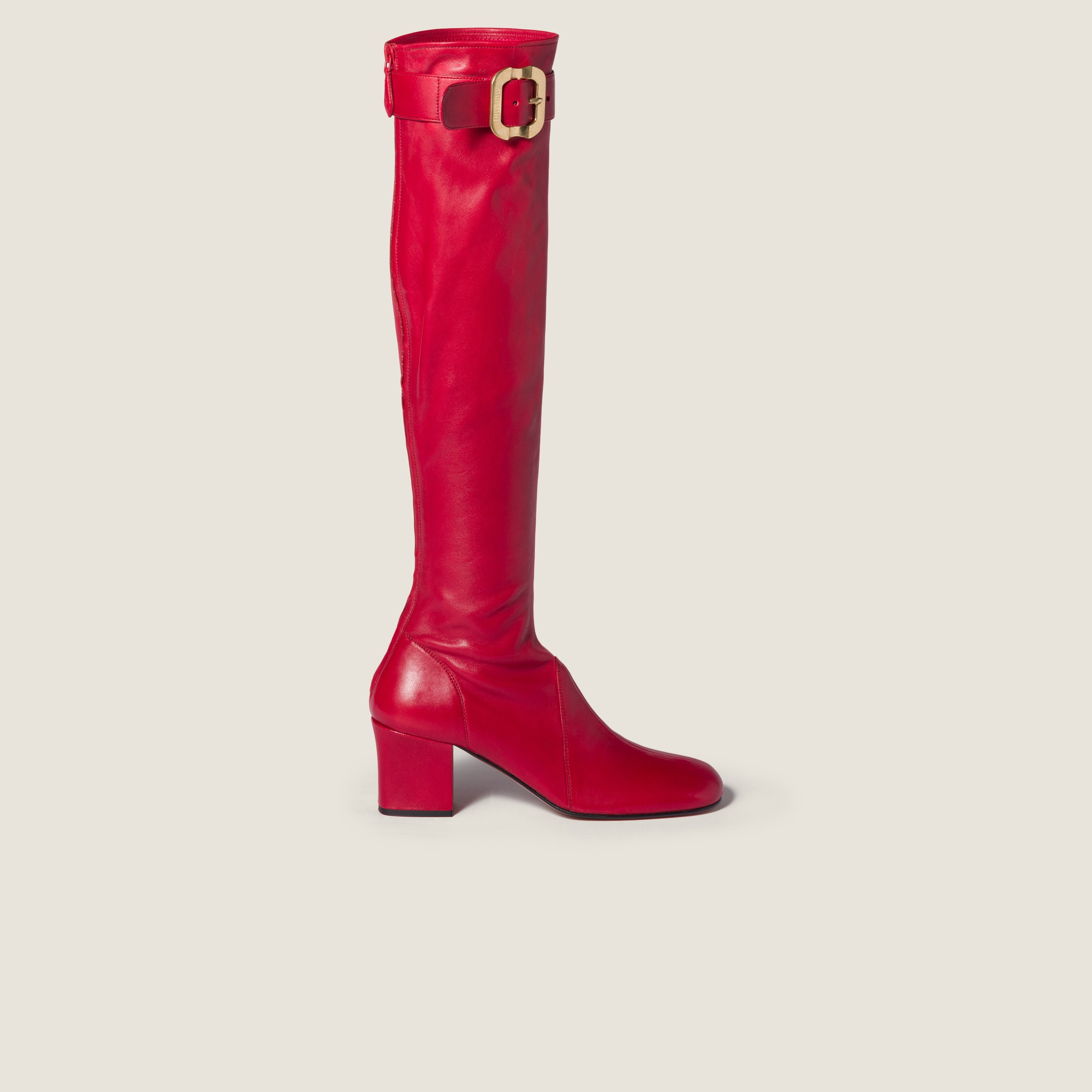 Miu Miu Nappa Leather Boots With Buckle In Multi