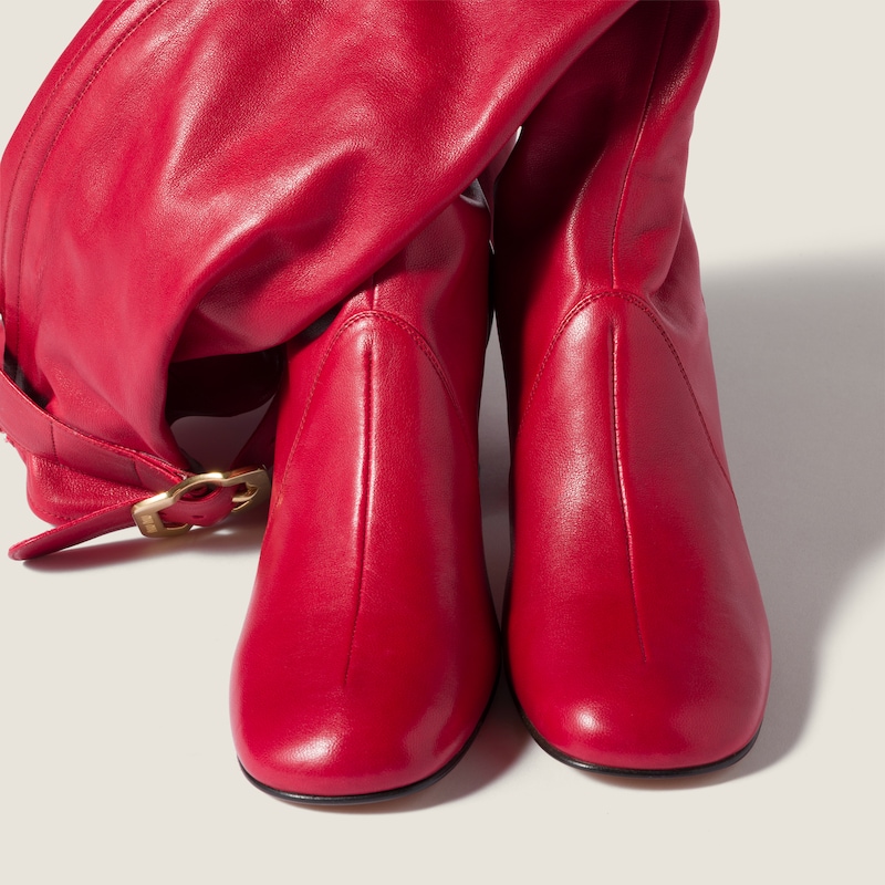 Nappa leather boots with buckle