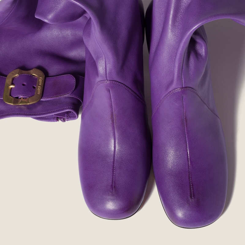 Nappa leather boots with buckle